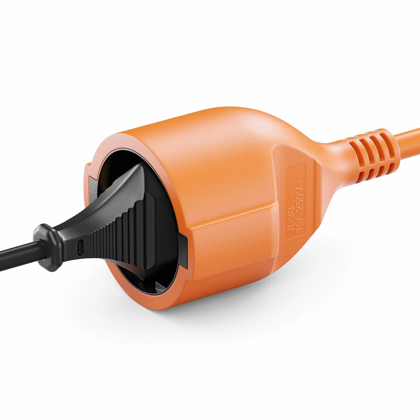 deleyCON 3,0m Kabel Przedłużający Zasilający, Wtyczka z Bolcem Typ F (CEE 7/7) na Gniazdo (CEE 7/3), Ochrona Przed Dotykiem, TV PC Komputer Projektor - Pomarańczowy