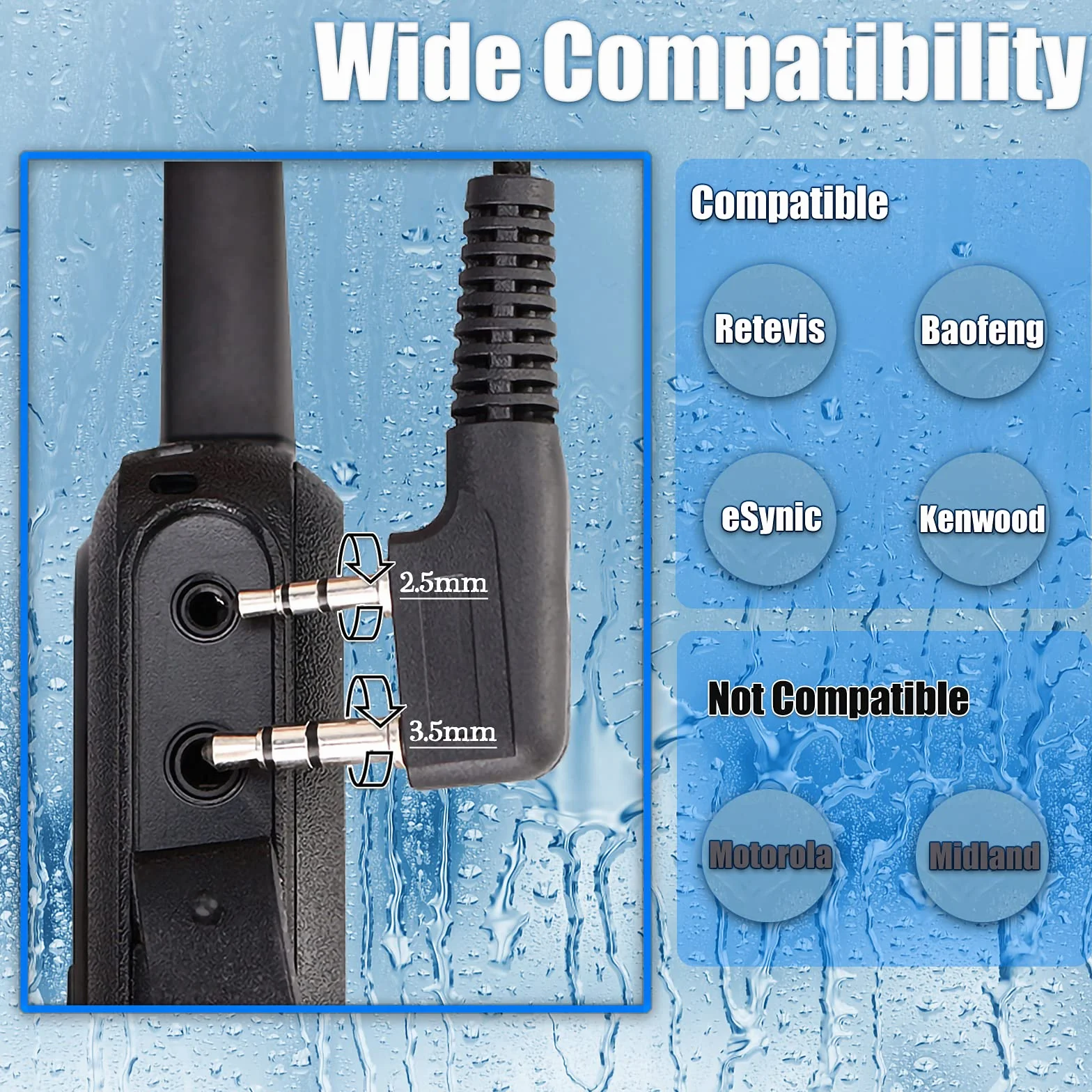 Retevis RS114 Mikrofon Głośnikowy Walkie Talkie Wodoodporny 2-Pinowy Ręczny
