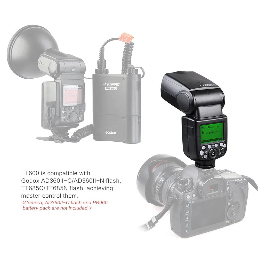 Godox Thinklite TT600 Kamerablitz 2.4G Wireless-Triggersystem GN60 Kompatibel mit Canon Nikon Pentax Olympus Fujifilm Kompatibel mit AD360II-C TT350II-N TT685C TT685N-Blitz X1T-C/N-Trigger