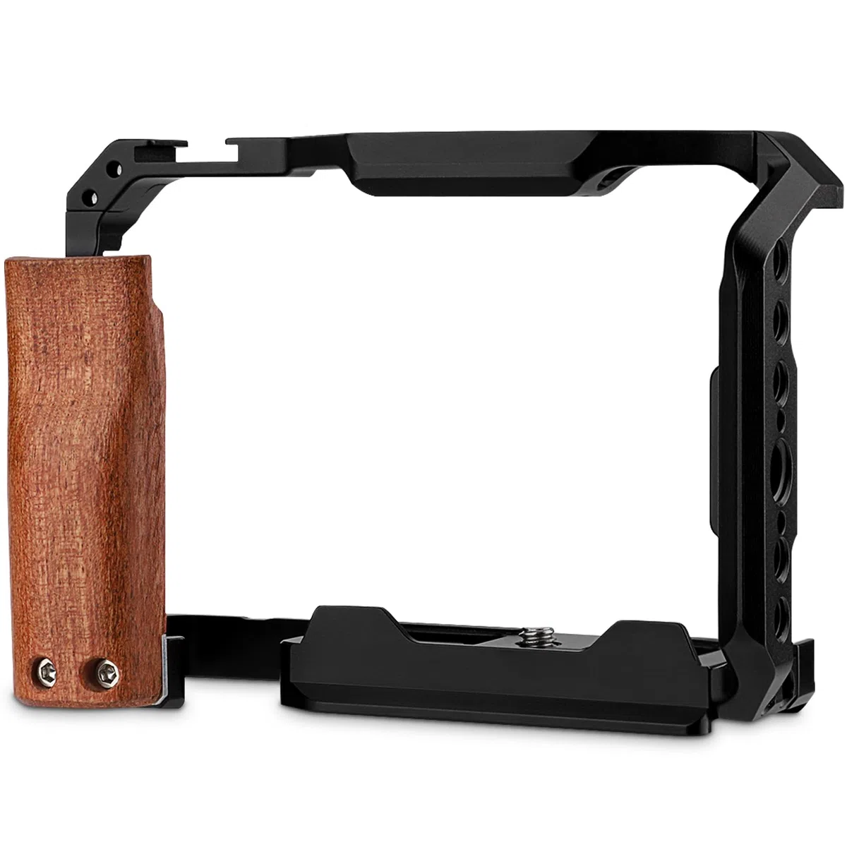 Leftfoto ZV-E10 II ulepszona metalowa klatka do aparatu Sony Alpha ZV-E10 II z wbudowanym, ergonomicznym drewnianym uchwytem, płytka szybkiego montażu do Arca do nagrywania wideo Vlog
