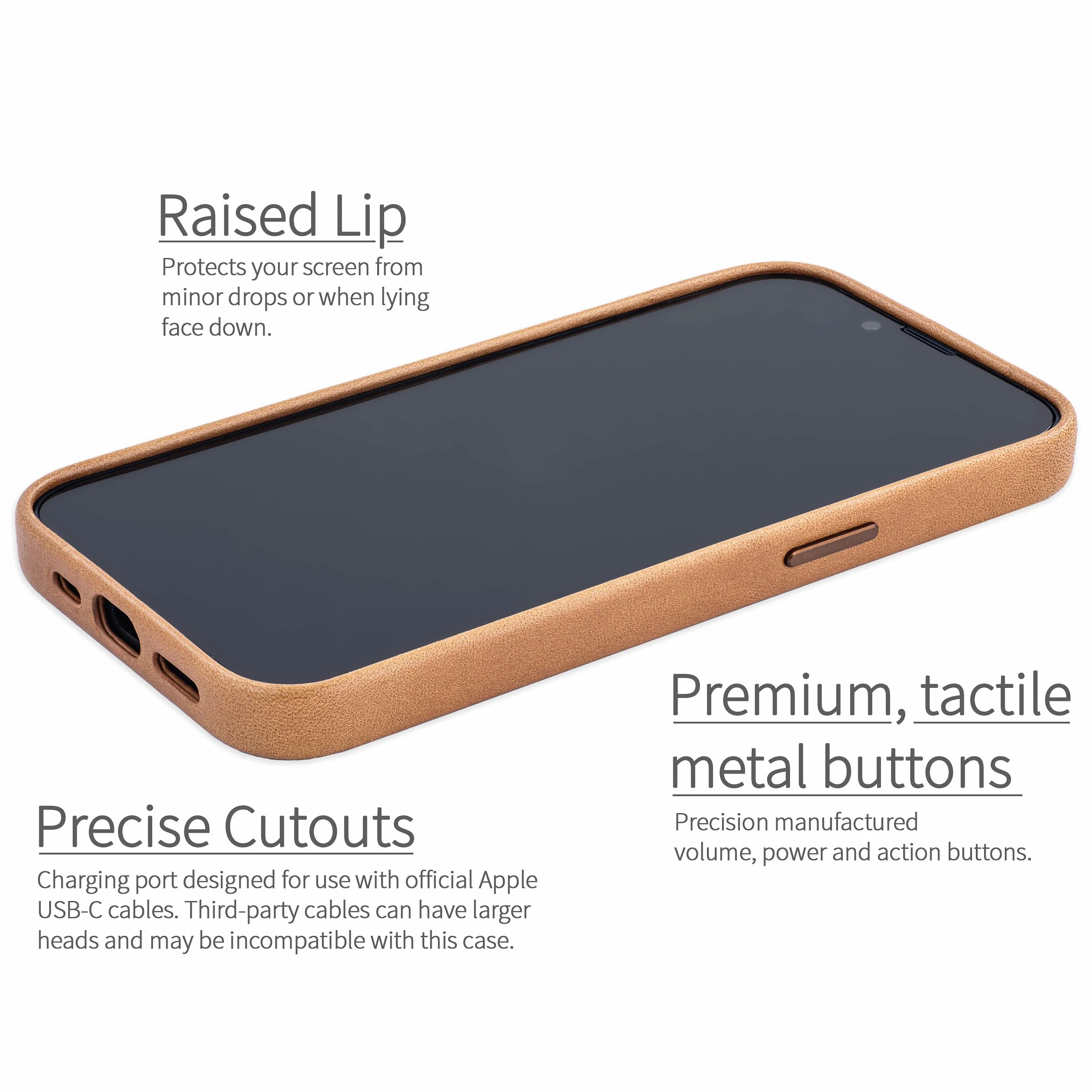 Dockem Skórzane Etui dla iPhone 17e, iPhone 16e, Kompatybilne z MagSafe - Gładka Skóra Licowa (MSGL, Jasnobrazowy)
