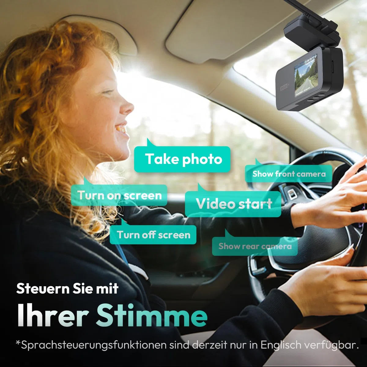 BOTSLAB 4K STARVIS kamera samochodowa z przodu, z tyłu, bezprzewodowa, WiFi, kamera samochodowa z GPS, ADAS, sterowanie głosem, bezpłatna karta 64 GB, widoczność w nocy, WDR, IPS, 2,45" IPS