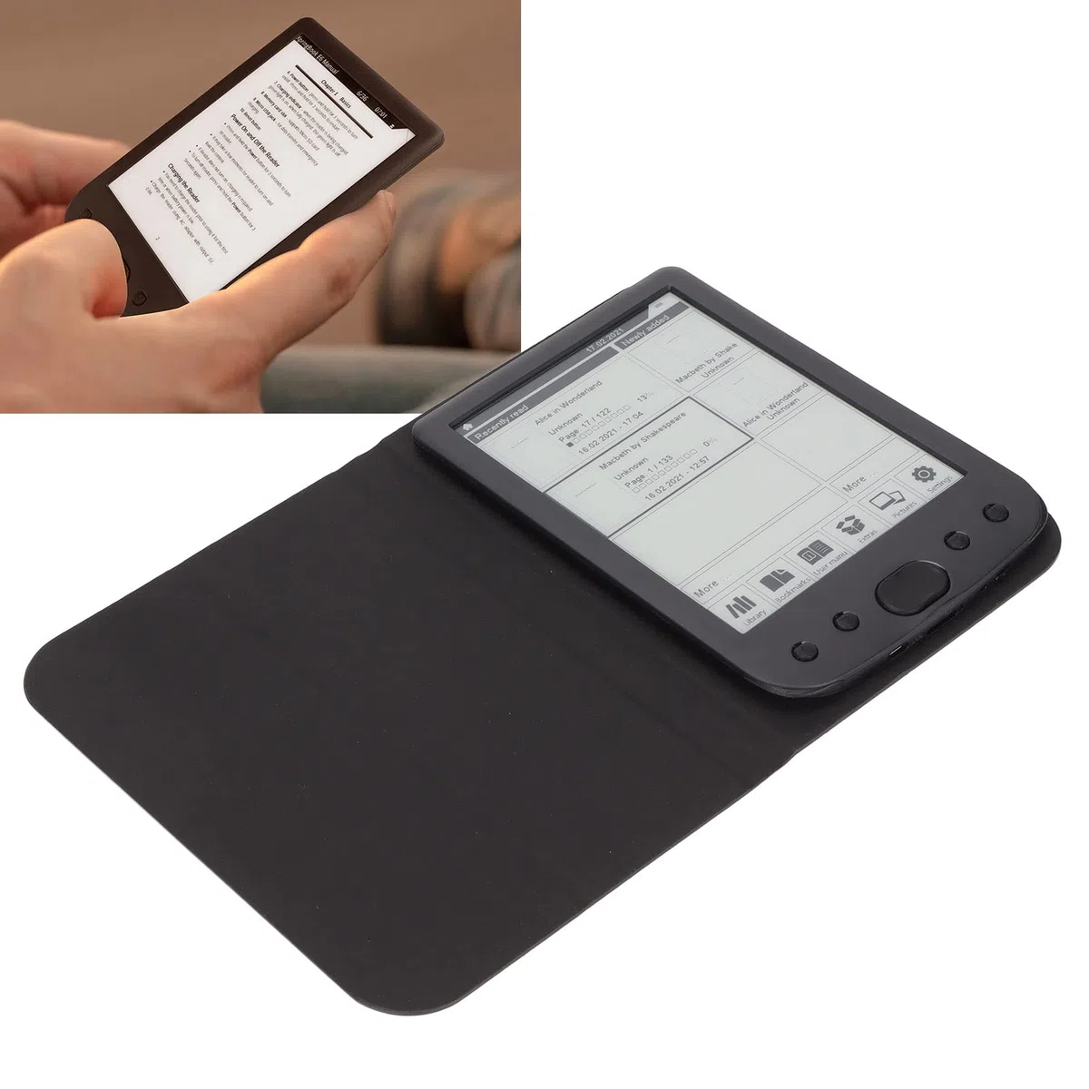 Shanrya Czytnik e-booków Ereader 8GB+512MB z osłoną ochronną do czytania w domu