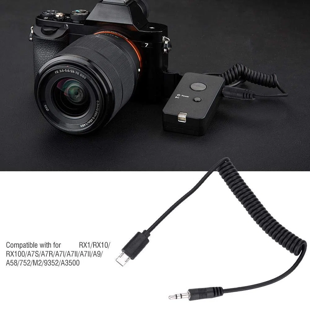 Kabel zwalniający EBTOOLS do Sony, czarny kabel zwalniający 3,5 mm / 2,5 mm do Sony RX1 / RX10 / RX100 / A7S / A7R / A7 / A7II / A7III / A9 / A58 / 77M2 (3,5 mm)
