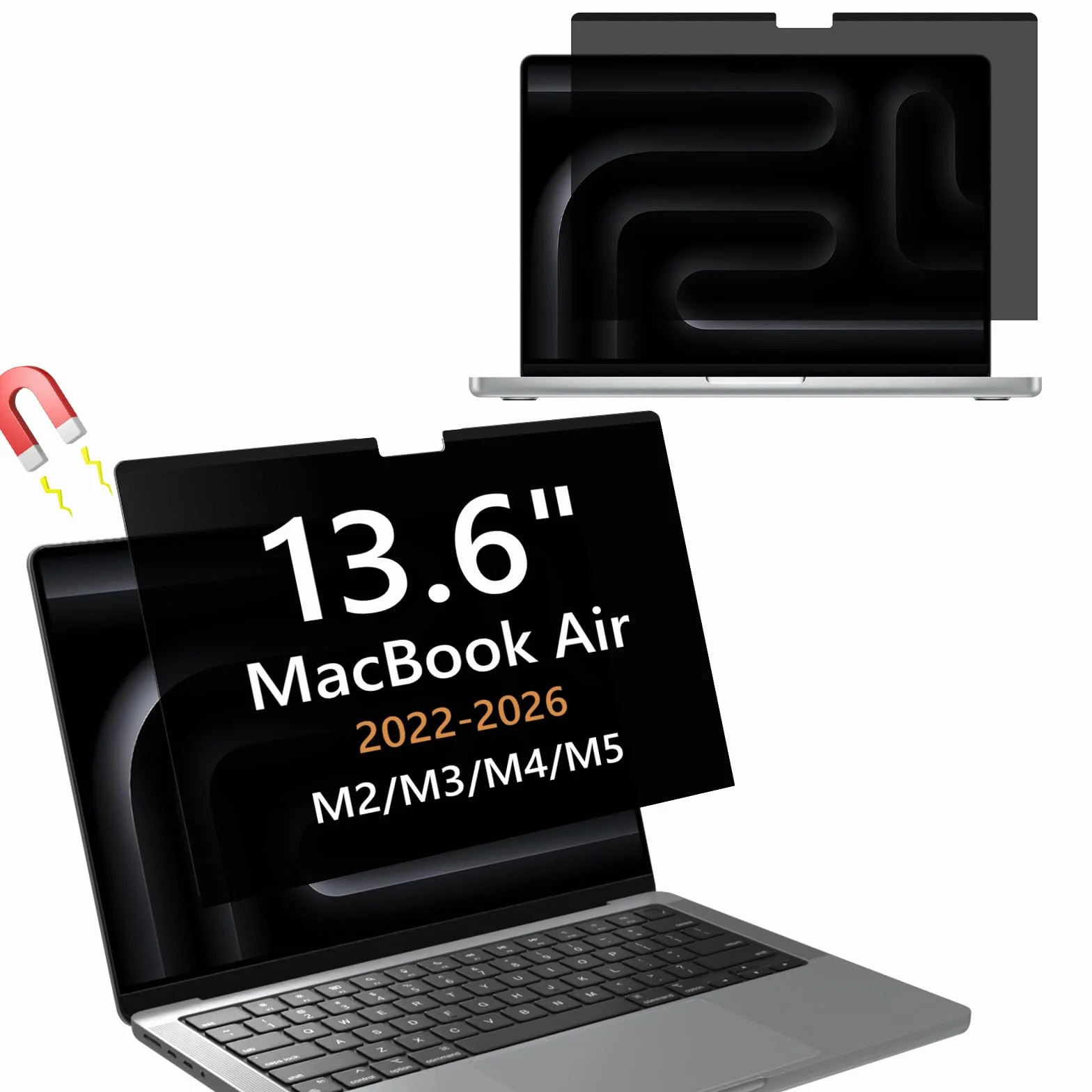 Magnetyczny filtr antyrefleksyjny do MacBook Air 13,6 cala 2022-2025 (Chip M4/M3/M2), antyodblaskowy, PET ochraniacz ekranu, Zdejmowalny antyniebieskie światło ochraniacz przeciwsłoneczny