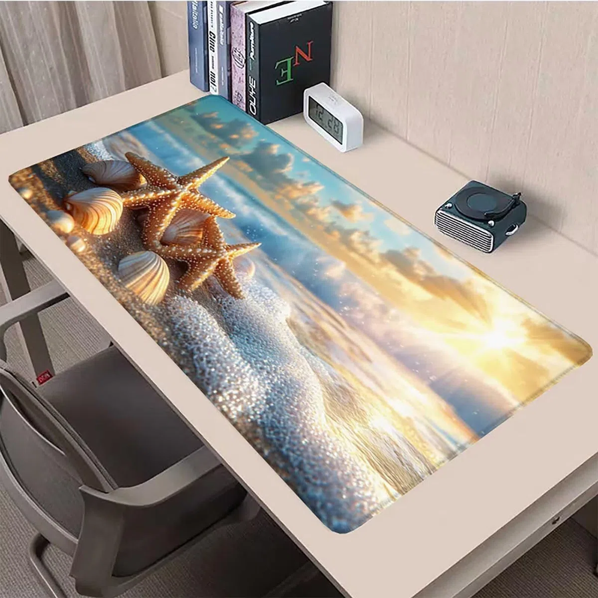 Podkładka pod mysz XXL 150 x 80 cm, gamingowa podkładka pod mysz, biała, podkładka na biurko z przyszytymi krawędziami, antypoślizgowa gumowa podstawa, wodoodporna, akcesoria gamingowe do biura