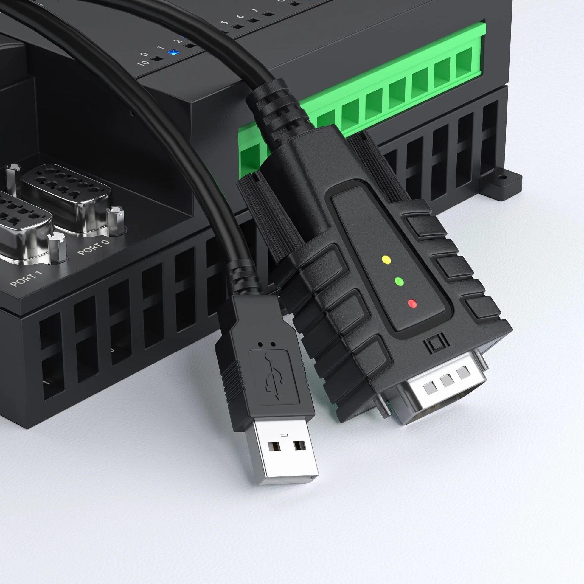 DriverGenius SerialEdgeX Serie | Adapter USB do RS232 (DB9) – 1 Port, 3 Diody LED (TX, RX, PWR), Kompatybilny z Windows 11 i macOS 15, Do Zastosowań Serwisowych, Przemysłowych i Programistycznych