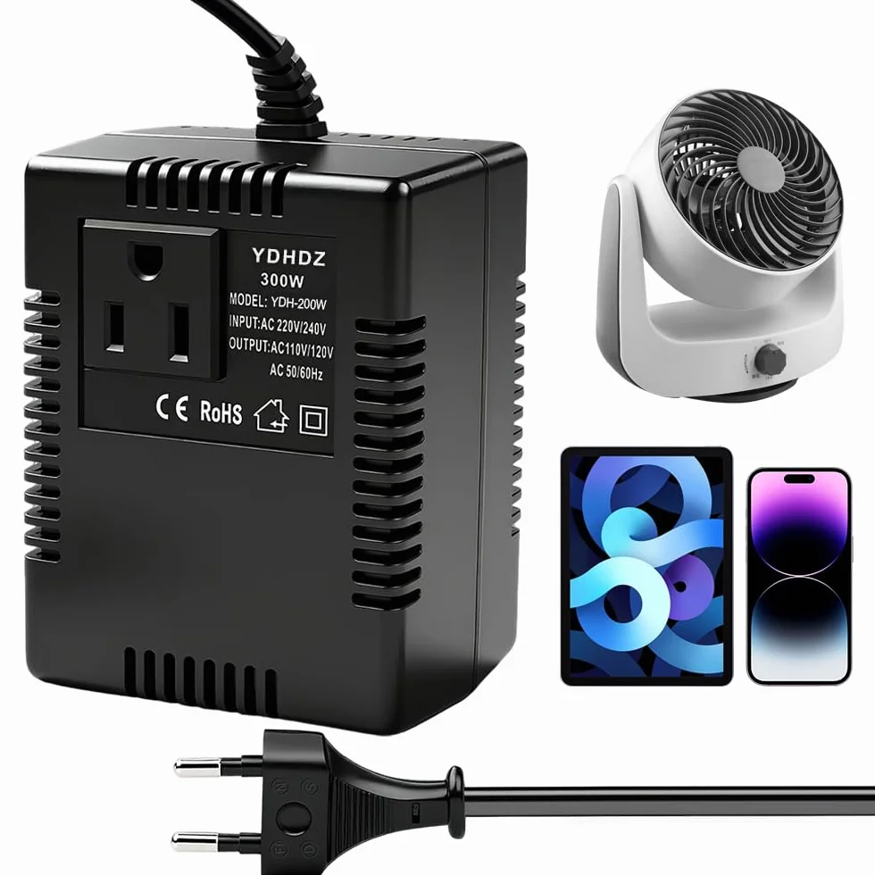 przetwornica napięcia transformator 220V na 110V, 300W adapter sieciowy, konwerter mocy, adapter podróżny, przetwornica napięcia z wtyczką EU do oczyszczaczy powietrza, komputerów, mini kamer