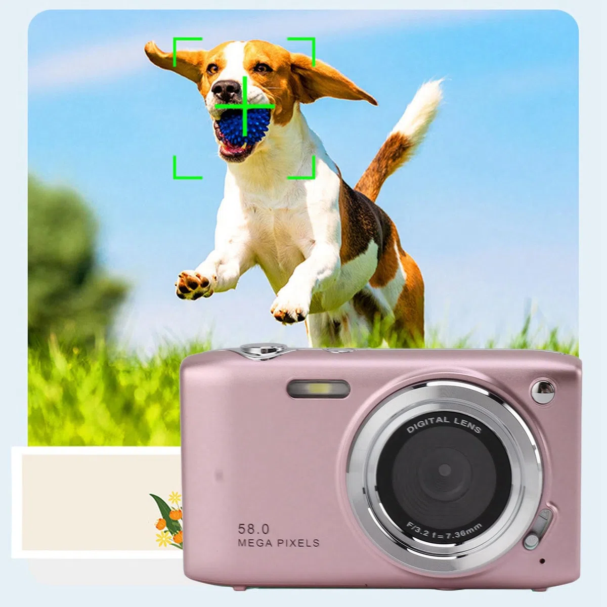 Mały Aparat Nastolatków, 2,88 Cala IPS Screen Automatyczna Ekspozycja 4K Aparat Cyfrowy 16x Zoom do Vloggowania (PINK)