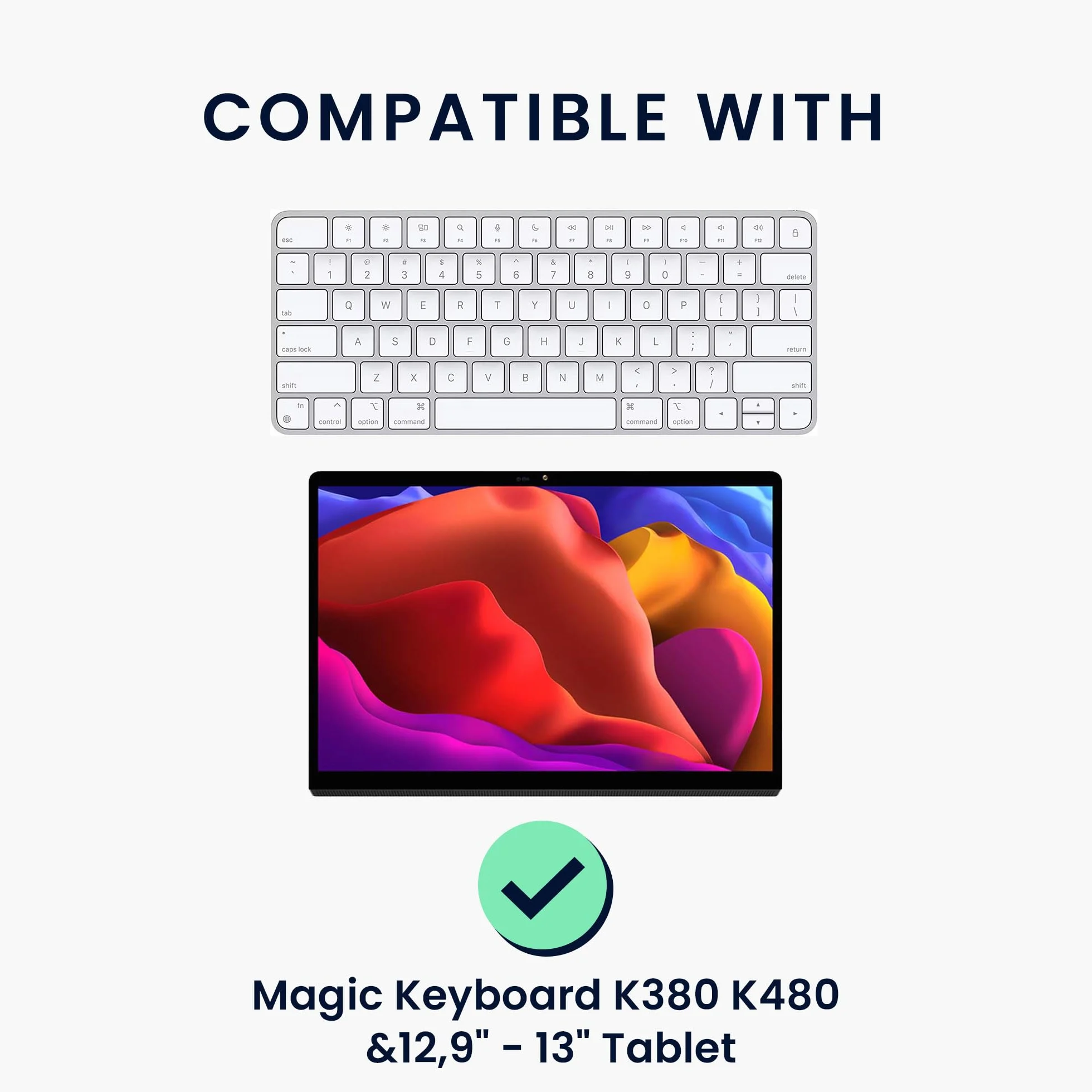 kwmobile Etui kompatybilne z Magic Keyboard K380 K480 i 12,9" - 13" Tablet - torba do przenoszenia tabletu i klawiatury bezprzewodowej z kieszenią do przechowywania - zielone