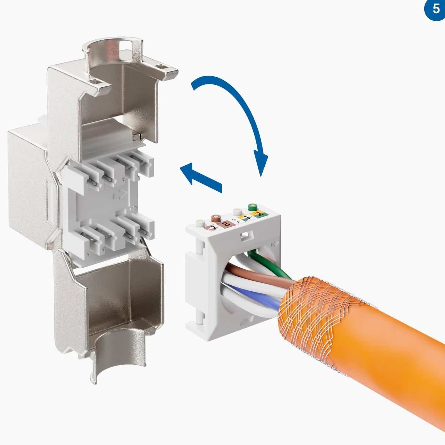 deleyCON 2x Moduł Keystone RJ45 Beznarzędziowy (10 Gbit/s, 500 MHz), LSA, w Pełni Ekranowany STP - Gniazdo LAN/Ethernet do Kabli CAT8/CAT7/CAT6/CAT5 - do Puszek i Paneli Krosowych