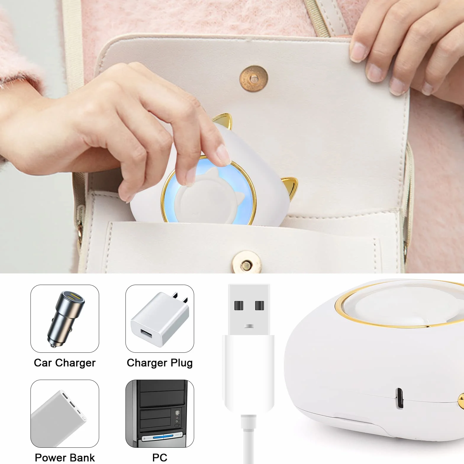 GuKKK Mini drukarka, mobilna drukarka fotograficzna, przenośna, mini drukarka fotograficzna z siedmioma kolorami LED, bezprzewodowa drukarka fotograficzna, drukarka termiczna do smartfona, drukarka