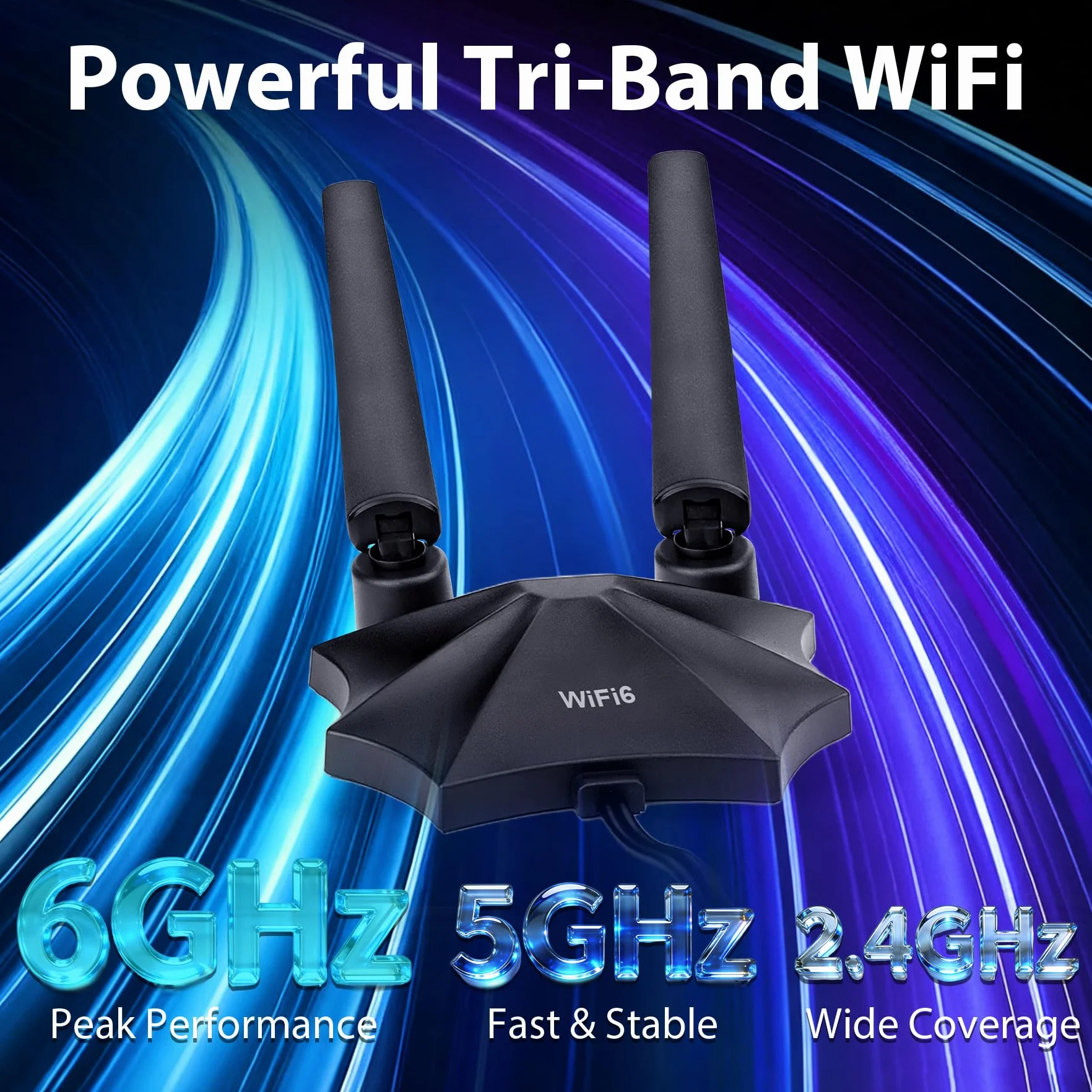 Trójzakresowa antena WiFi 6E RP-SMA z podstawą magnetyczną i przedłużaczem o długości 2 m do komputera, płyty głównej Bluetooth, routera WiFi 6, kamery Wi-Fi, karty PCI