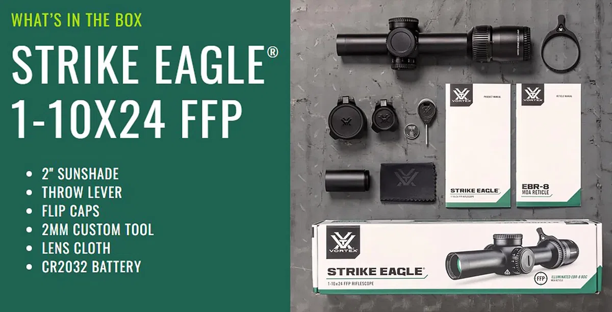 VORTEX STRIKE EAGLE 1-10x24 Luneta celownicza FFP 30 mm | AO, EBR-8 BDC, MOA