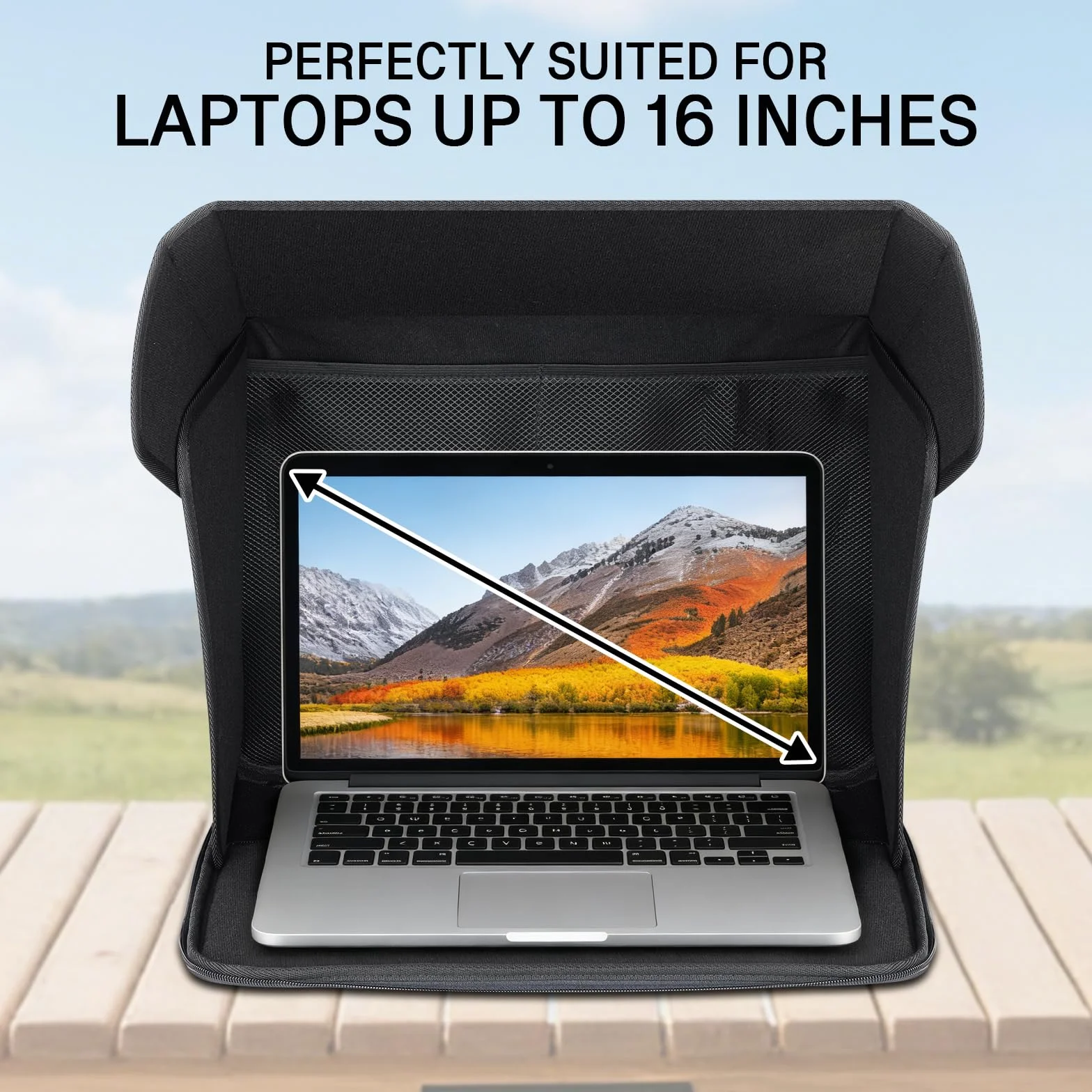 Uniwersalna ochrona przed słońcem na laptopa, składana torba na laptopa 2 w 1, osłona przeciwsłoneczna i ochrona przed wzrokiem, do laptopa o przekątnej ekranu 12-16", przenośna ochrona przed