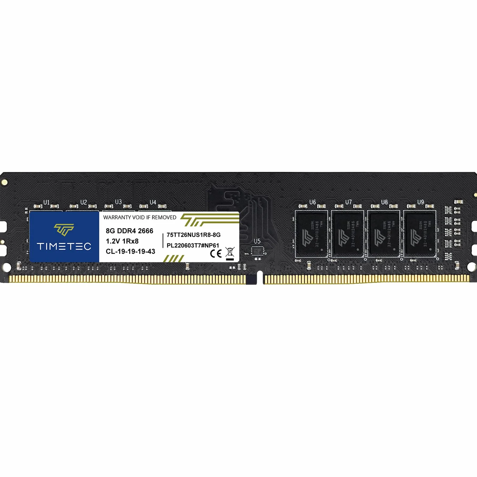 Timetec 8 GB DDR4 2666 MHz PC4-21300 Bez ECC Niebuforowany 1.2 V CL19 1Rx8 Pojedynczy Rang 288 Pin UDIMM Komputer stacjonarny Pamięć RAM Moduł aktualizacji (8 GB)