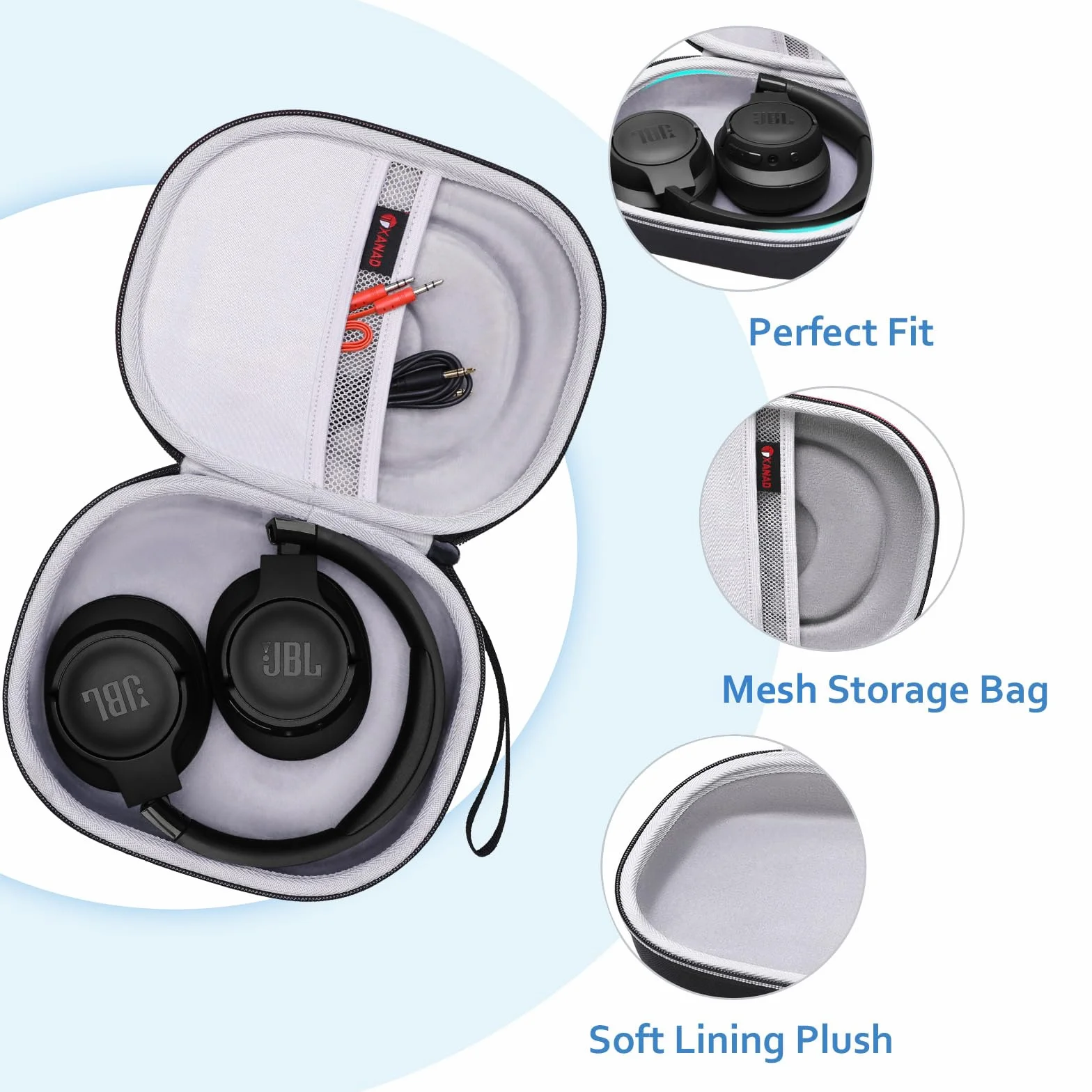 XANAD słuchawki nauszne etui do JBL Tune 770nc / 720bt / 510bt / 520bt / Live 770nc / 670nc, szary, nonszalancki