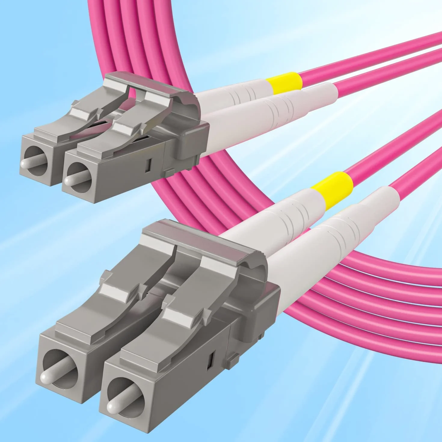 Fiber Patch Cable - LC to LC OM4 10Gb/Gigabit Multi-Mode Jumper Duplex 50/125μm LSZH Fiber Optic Cord for SFP Transceiver, Magenta, 30-Meter(100-ft)