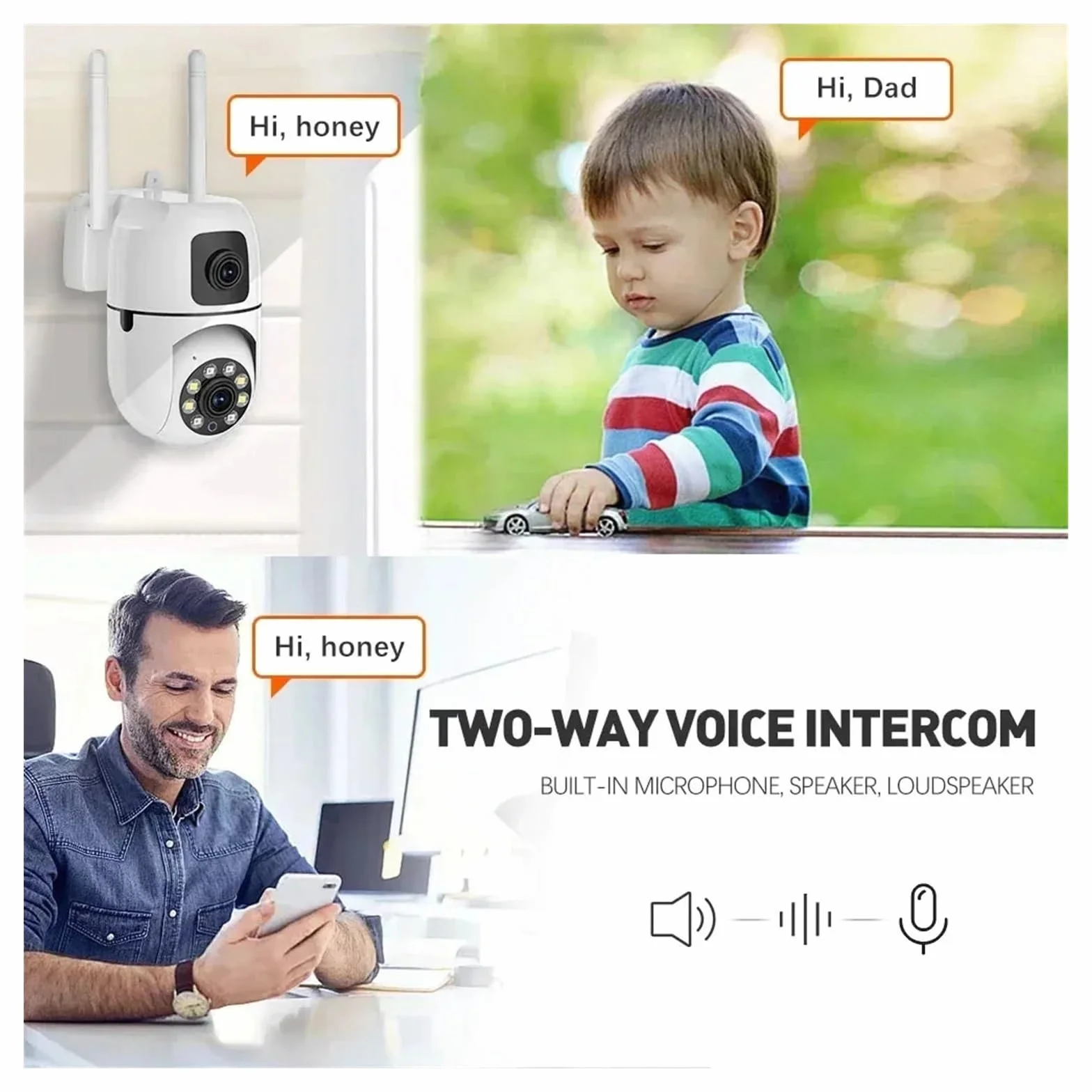 Kamera IP 4MP z podwójnym obiektywem WiFi Bezprzewodowa ochrona wewnętrzna Połączenie Bluetooth Kamery do monitoringu CCTV PTZ,Spokój ducha zawsze(4MP Add 128G SD)