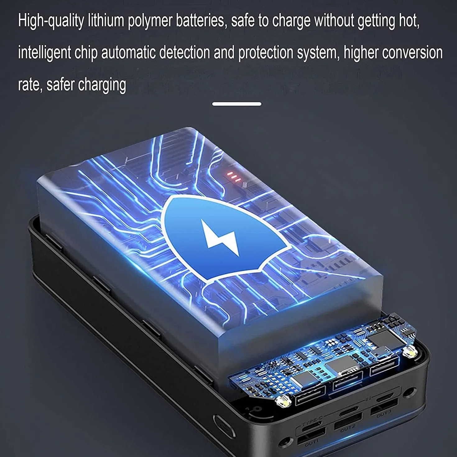 Przenośna ładowarka 40000-100000 mAh powerbank o dużej pojemności, obsługa szybkiego ładowania z wyświetlaczem, może ładować 4 urządzenia jednocześnie do smartfonów, tabletów, konsol do gier (czarna