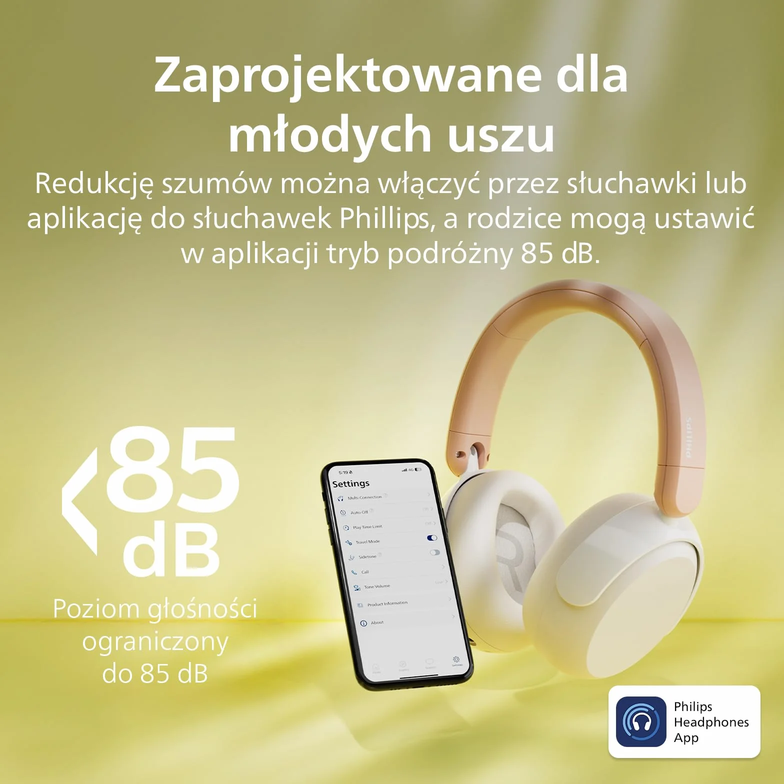 Philips TAK5500AL Bezprzewodowe, skladane sluchawki nauszne dla dzieci 5500 z funkcjami Bluetooth 5.4, ograniczenia poziomu glosnosci, udostepniania dzwieku, 34 godz. sluchania i przewodem USB-C