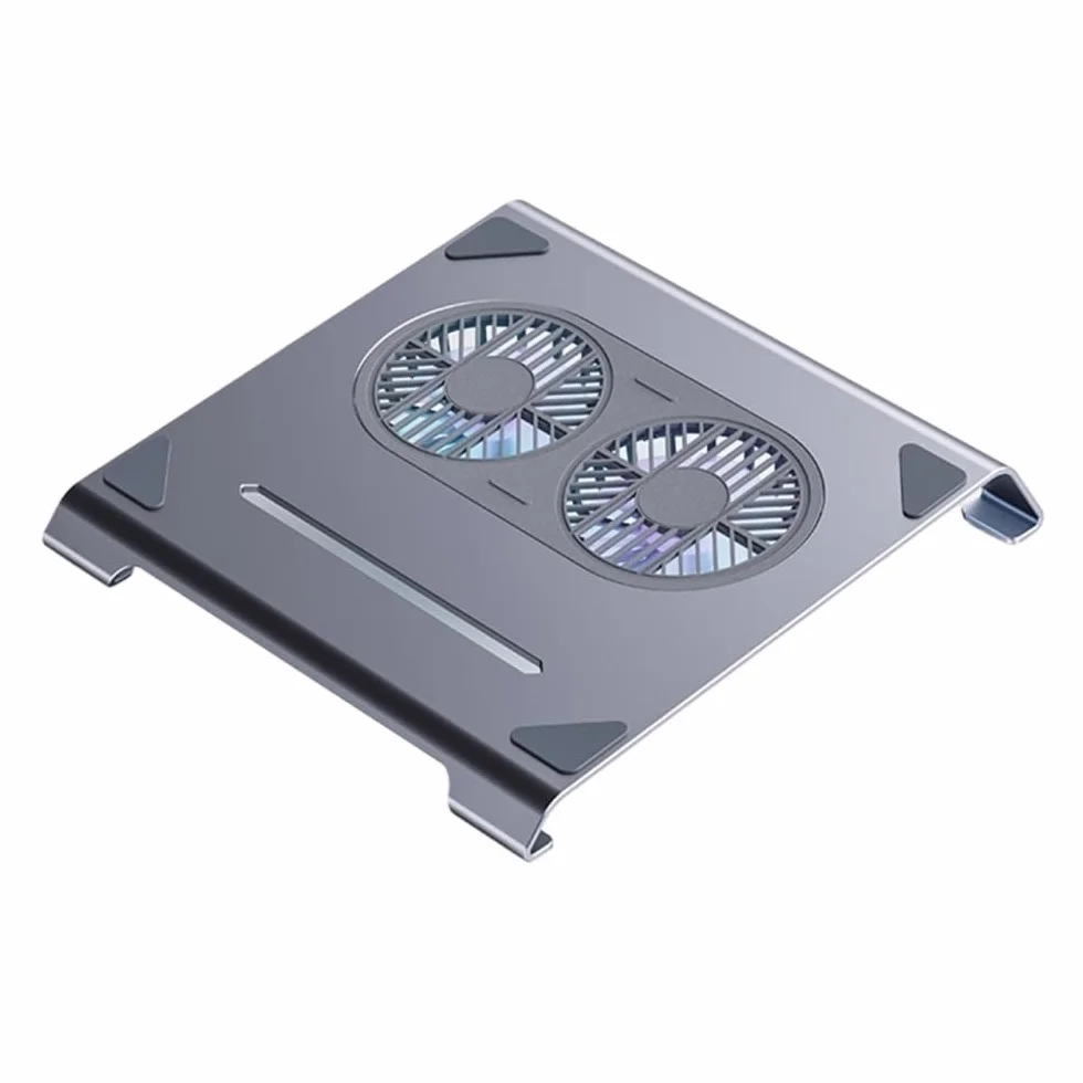 Podstawka pod laptopa, Aluminum Alloy Laptop Radiator Dual Fan Laptop Cooling Stand with Type-C Port(Gray)