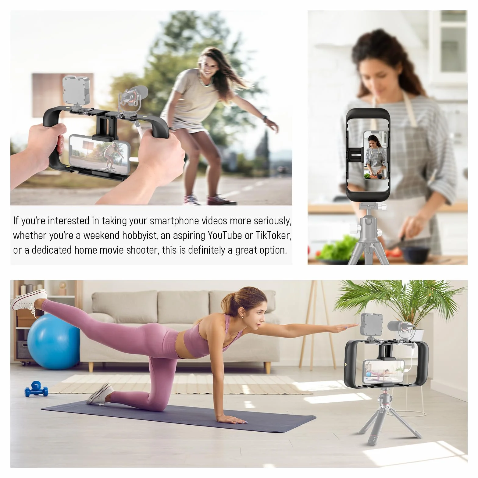 NEEWER Uchwyt na telefon komórkowy, klatka stabilizatora z akcesoriami i gwintem 1/4", kompatybilna z iPhone 14 Plus/Pro Max 13 Mini/Pro Max X XS Max XR Android