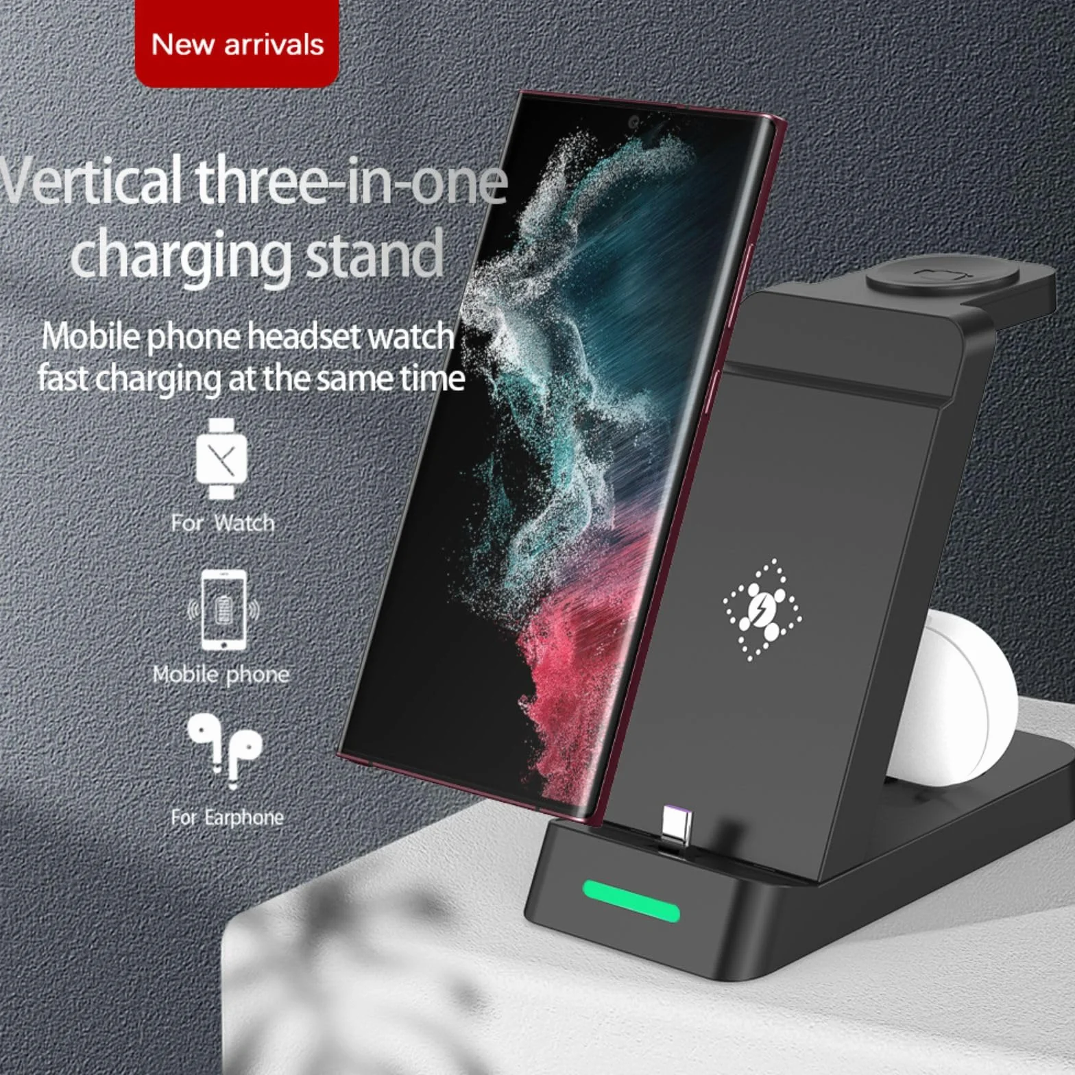Stacja szybkiego ładowania 3 w 1 do smartfonów Samsung Galaxy, zegarków i słuchawek dousznych, bardzo szybka ładowarka USB C do Samsung Galaxy S25/S24/S23/S22/21/20/Note 20/10, Galaxy Watch Ultra 8/7
