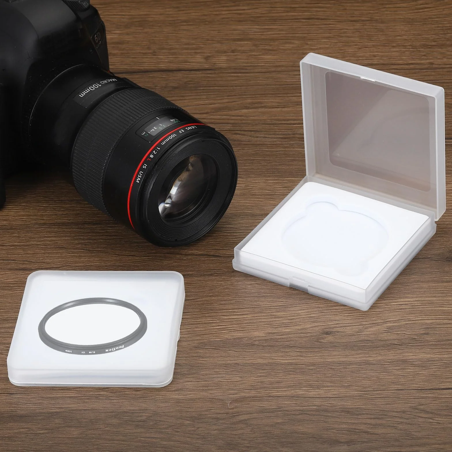 PATIKIL Obudowa filtra obiektywu Futerał filtrujący aparat przenośny filtr obiektywu wodoodporny pyłoszczelny plastik do fotografii, Czarny Czerwony, 82mm, Nowoczesny