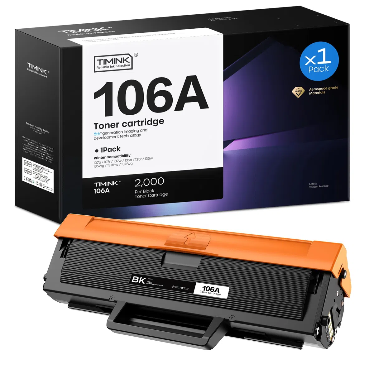 106A zamiennik kompatybilny z tonerem HP 106A W1106A do HP Laser 107a 107r 107w MFP 135a 135r 135w 135wg MFP 137fnw 137fwg (1 czarny)
