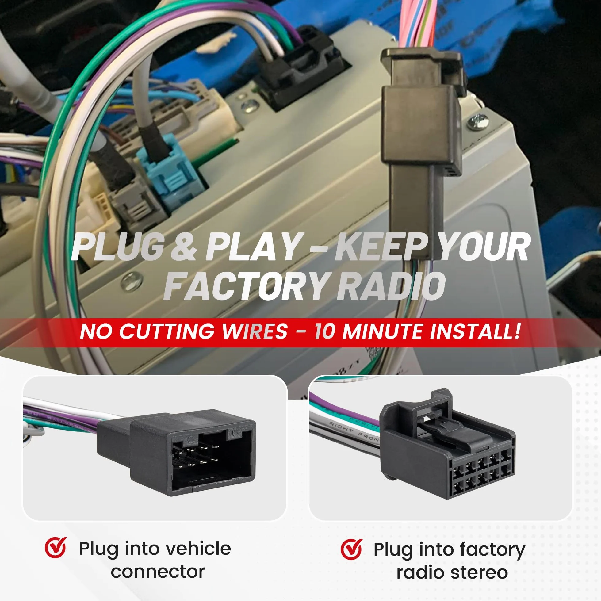 RED WOLF Dodaj wzmacniacz wzmacniacza subwoofera okablowanie głośnika T-Harness Radio Stereo Złącze wtykowe kompatybilne z Toyota 2018-2022 Camry RAV4 Tacoma Corolla Non-JBL