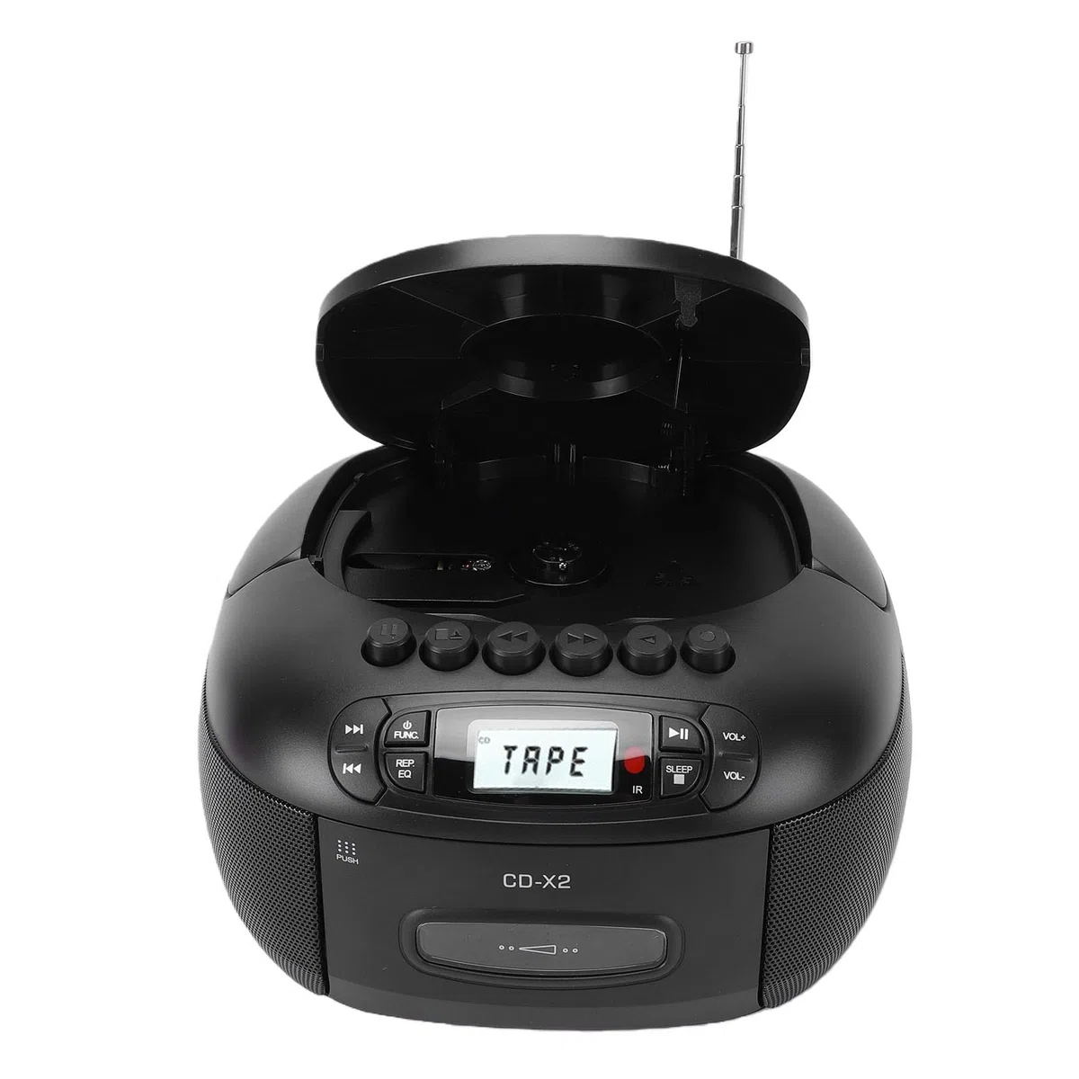 Odtwarzacz Kasetowy CD Boombox, Przenośny Odtwarzacz CD i Zestaw Odtwarzaczy Kasetowych z Bluetooth, Radiem AM FM, Wejściem USB AUX, Pilotem, Wyświetlaczem LCD, Zasilaniem (wtyczka UE)