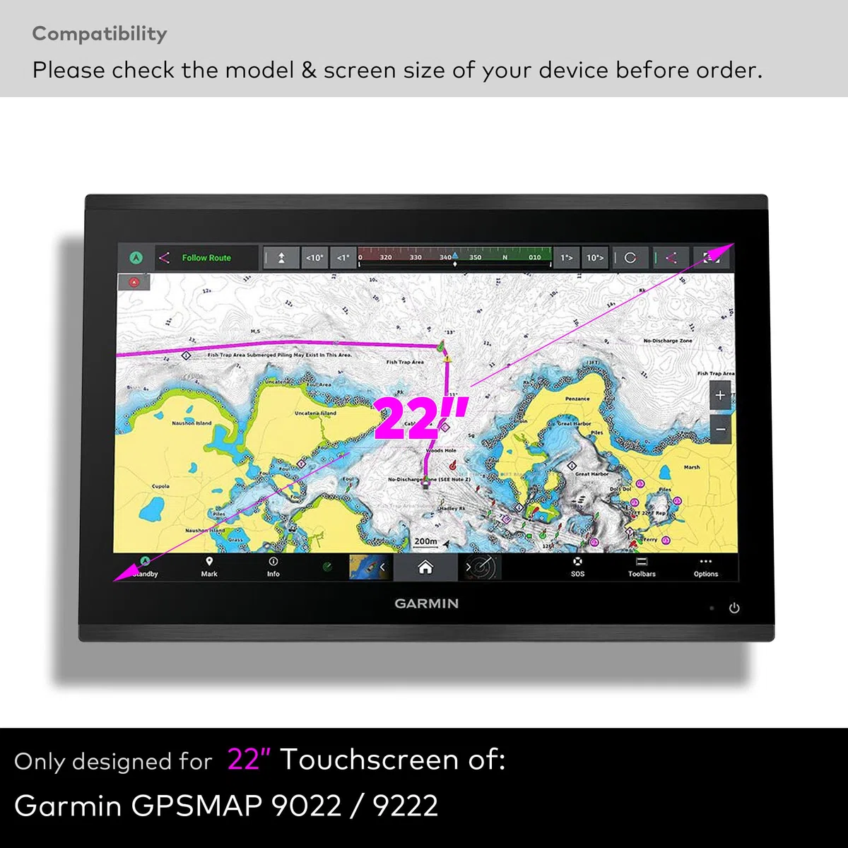Folia ochronna ze szkła hartowanego do Garmin GPSMAP 9022/9222 Marine-Chartplotter 22-calowy ekran dotykowy 4K 9H ochrona przed zarysowaniami (HD Clear)