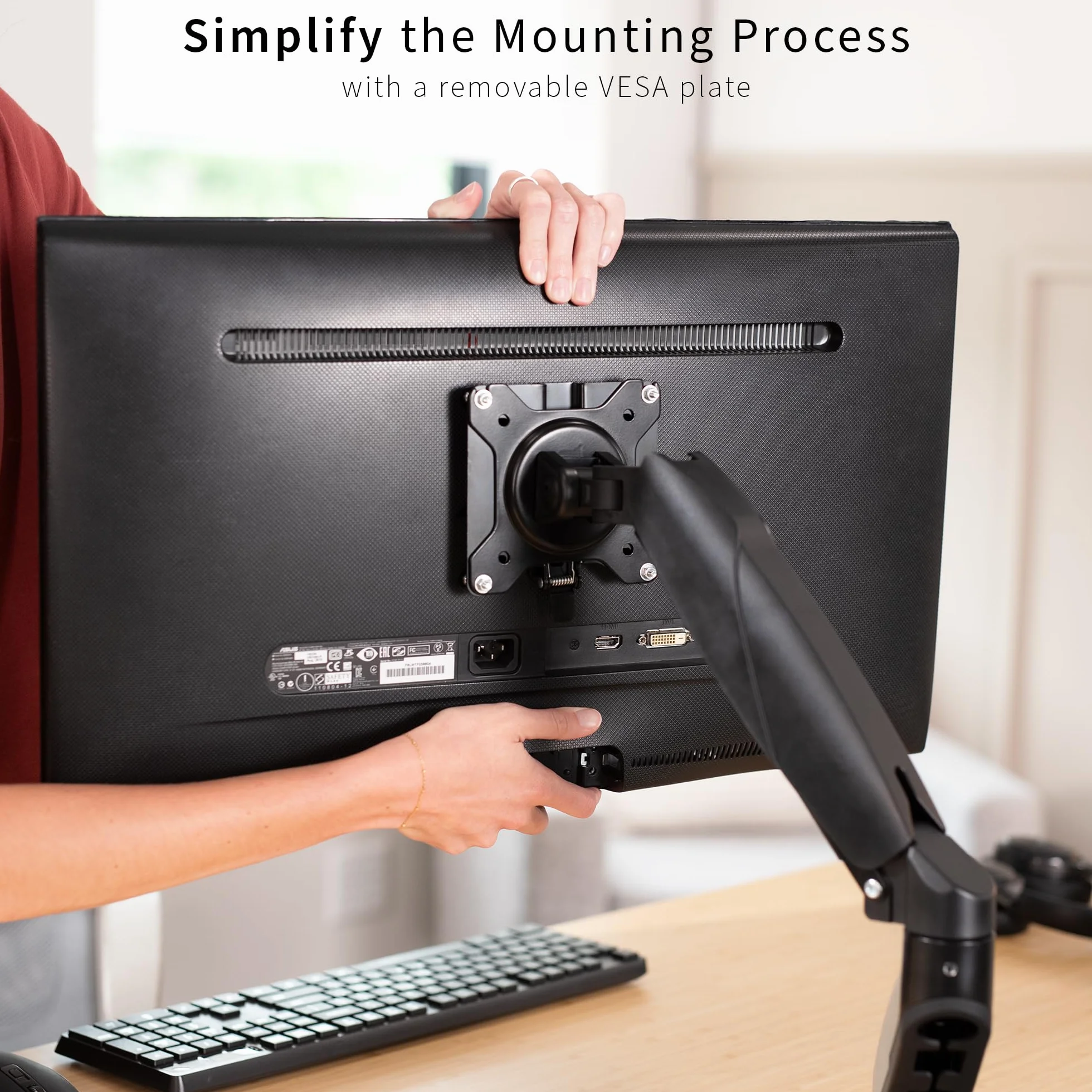 VIVO Adapter VESA Mount Quick Release, mocowanie stojaka i uchwyt ścienny, zdejmowana płyta VESA do łatwego montażu monitora LCD i ekranu telewizora, stojak VAD2