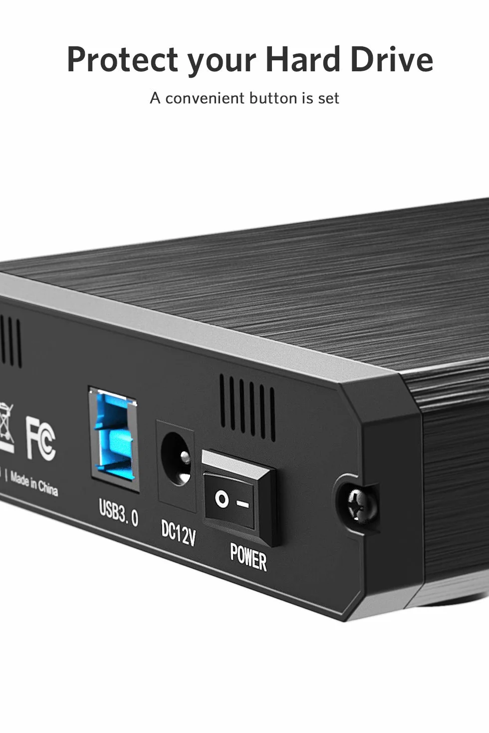 Inateck Obudowa dysku twardego 3,5", obudowa dysku twardego 2,5/3,5" SATA I/II/III, USB 3.0 z UASP, 12 V, 3 A, czarny, FE3001