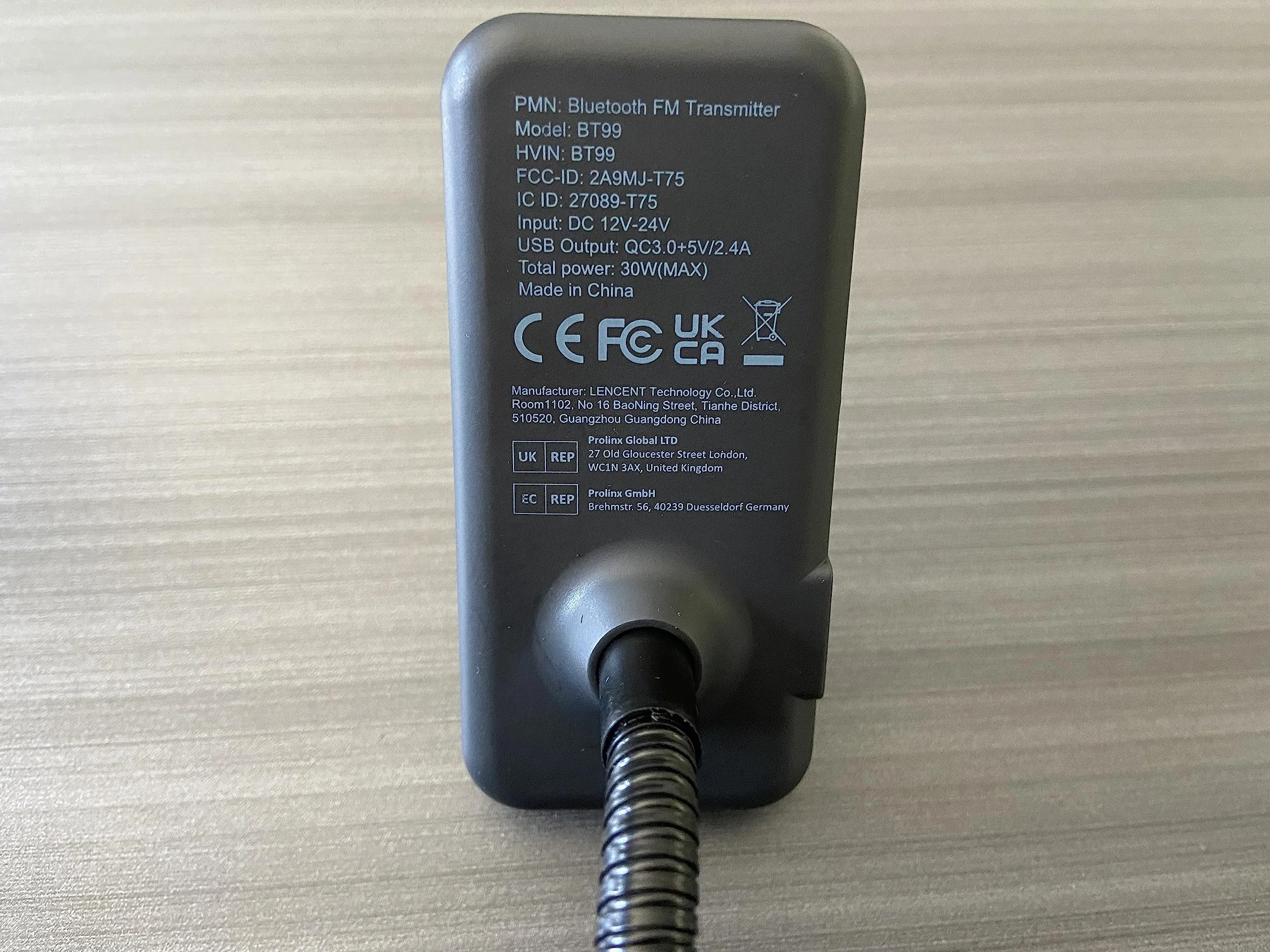 LENCENT 5.0 Samochodowy Nadajnik FM Bluetooth z Adapter AUX Bezprzewodowy QC3.0 USB-A Zestaw Głośnomówiący HiFi