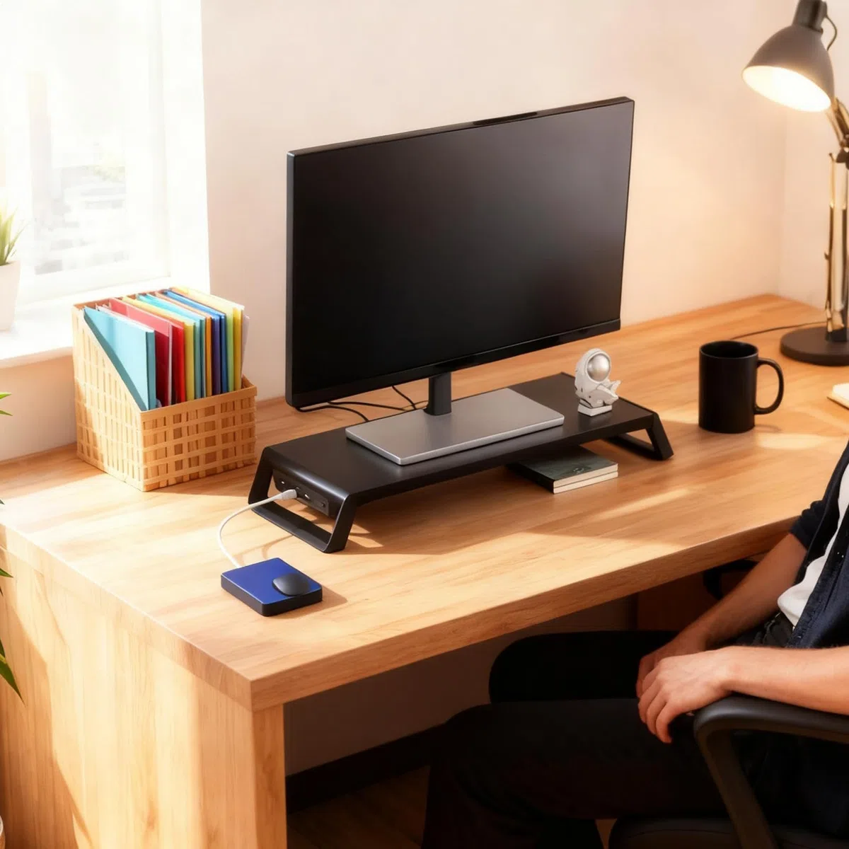 Stojak stó?, organizer monitor, organizer biurko do biura | Do drewnianego monitora PC, do domowego biura mieszkania, akademika internetowego | drewniana podwyższająca półka pod monitor PC Do Biura, Szkoły, Mieszkania, Akademika, Nauki, Dormitorium, Kawia