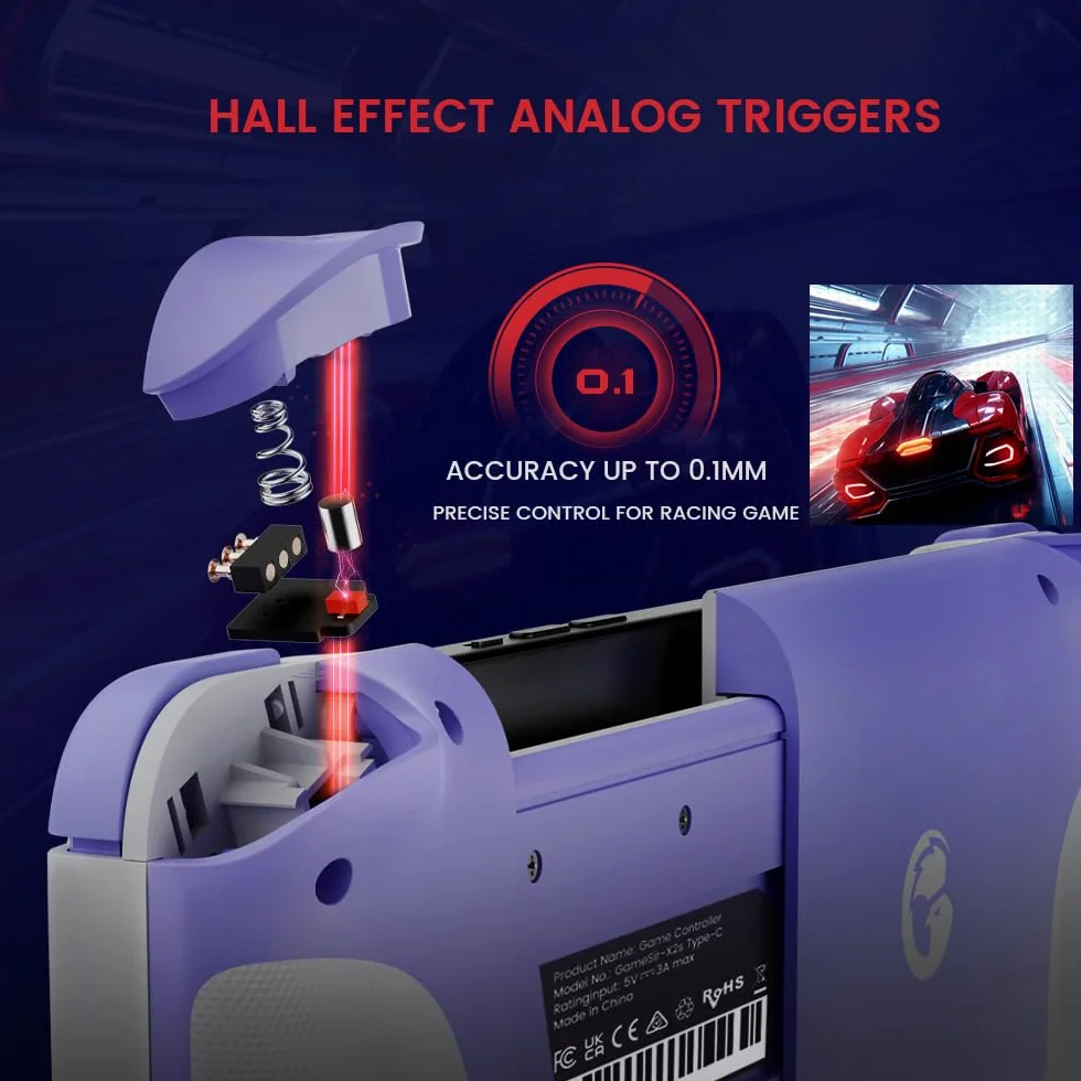 GameSir X2s Type-C przenośny kontroler gamingowy, generacja 2, uniwersalne dopasowanie, joysticki i wyzwalacze z efektem Halla, tryb wyzwalania włosów i turbo, gry Xbox, PC, Call of Duty & Diablo