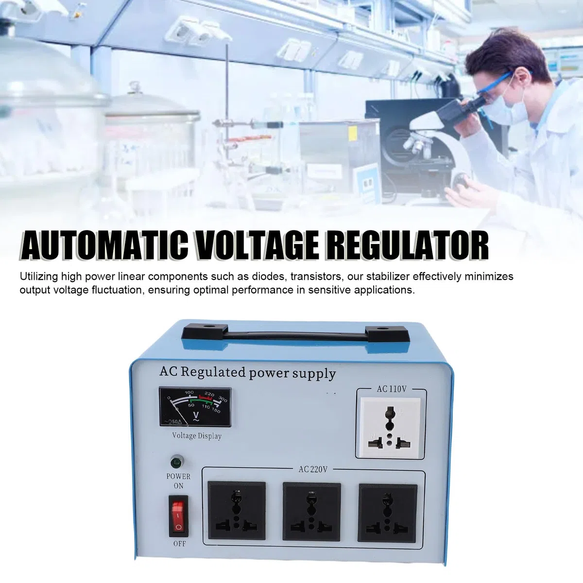 Socobeta Stabilizator Napięcia AC o Wysokiej Stabilności Automatyczny Regulator Napięcia 1000 W do Komputerów i Sprzętu Fotograficznego (Wtyczka UE 160-250 V)