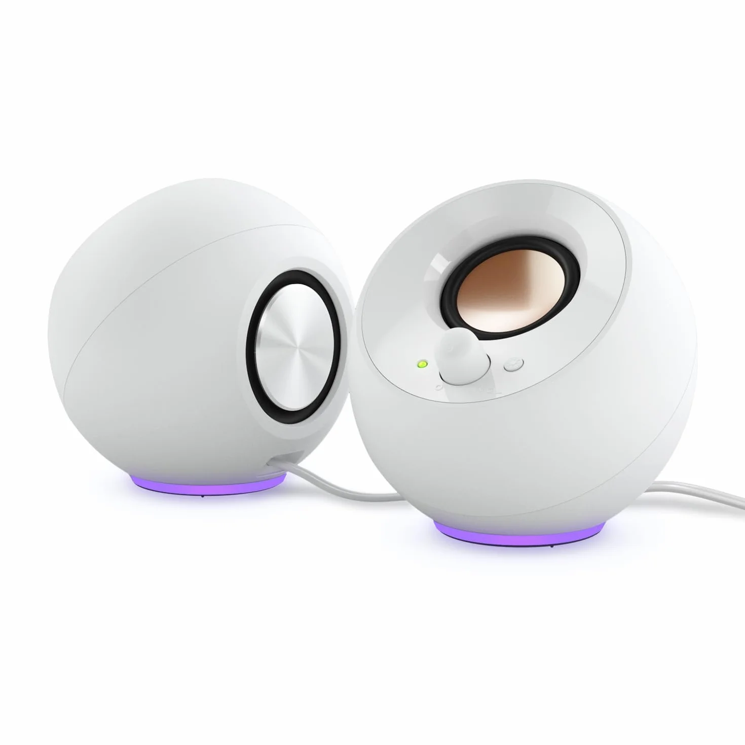 CREATIVE Pebble SE Minimalistyczny głośnik PC 2.0 zasilany USB-C z oświetleniem RGB, wejście AUX 3,5 mm, moc RMS do 4,4 W do komputerów i laptopów (biały)