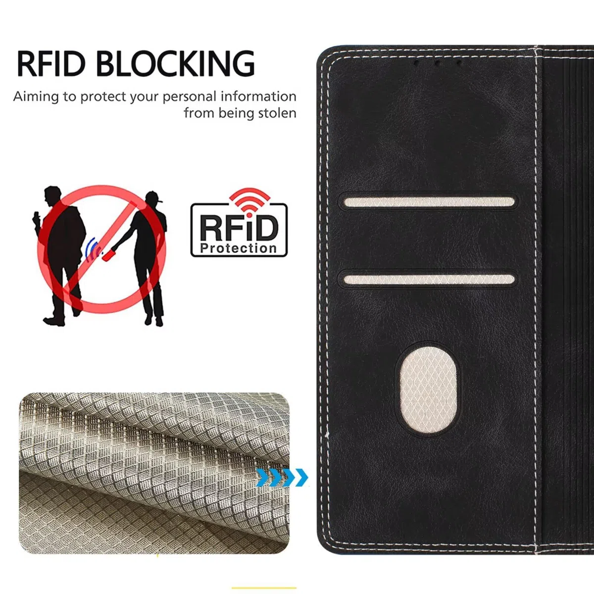 SEAHAI Etui do Motorola Edge 60 Neo/Edge 50 Neo/ThinkPhone 25, etui ochronne ze skóry PU, pokrowiec na karty, odporny na wstrząsy portfel z blokadą RFID/magnetyczną klapką, ciemnoniebieski