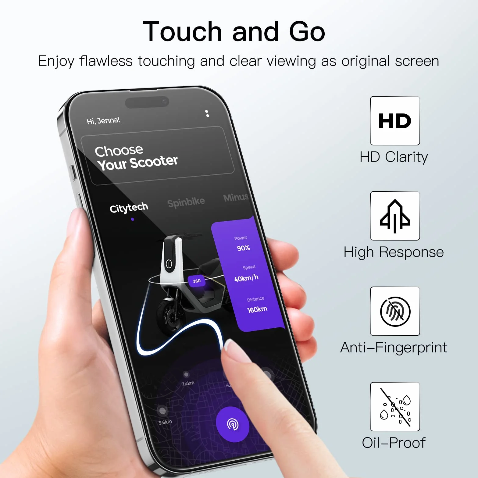 JETech Pełny Pokrycie Ochraniacz Ekranu dla iPhone 14 Pro 6,1 Cala, Screen Protector 9H Szkło Hartowane Film Folia, Przyjazny dla Przypadku, HD Przezroczyste, 3 Sztuki