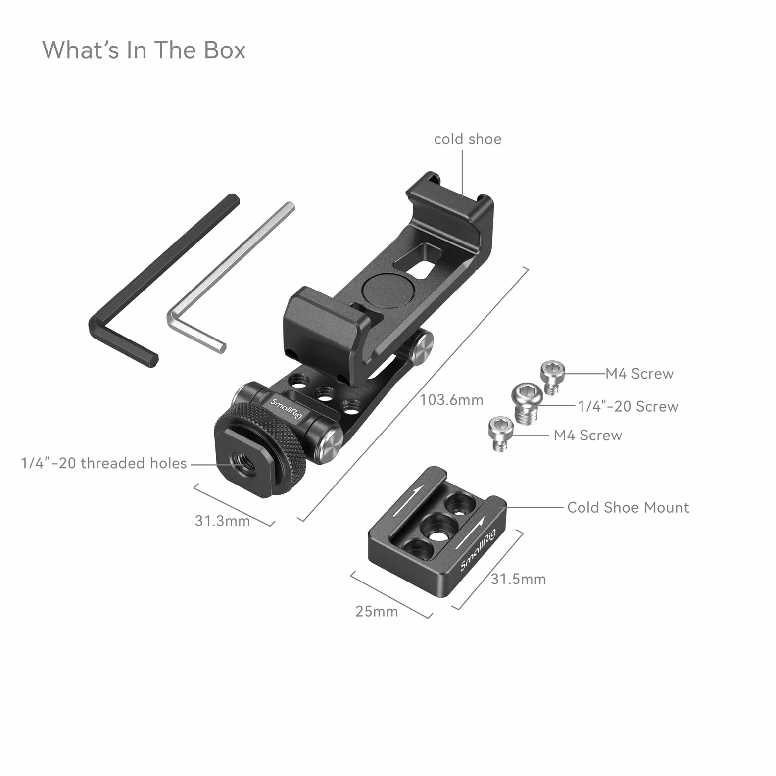 SMALLRIG Uniwersalny Statyw do Telefonu, Metalowy Uchwyt do Telefonu Komórkowego z Mocowaniem Zimnej Stopki dla DJI Stabilizatorów, Adapter do Mocowania Telefonu z Bezpłatną Regulacją dla iPhone -4301