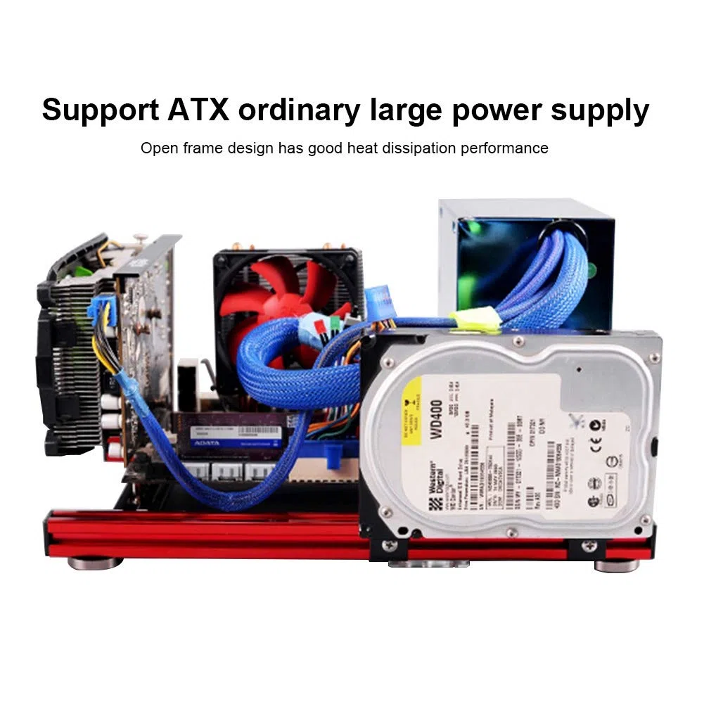 Obudowa komputera ATX Mini Tower, obudowa komputera PC DIY płyta główna M-ATX 4 * czarne wsporniki, 2 * czerwone wsporniki, 1 pudełko narzędzi, 1 pudełko śrub Obudowa komputera do gier