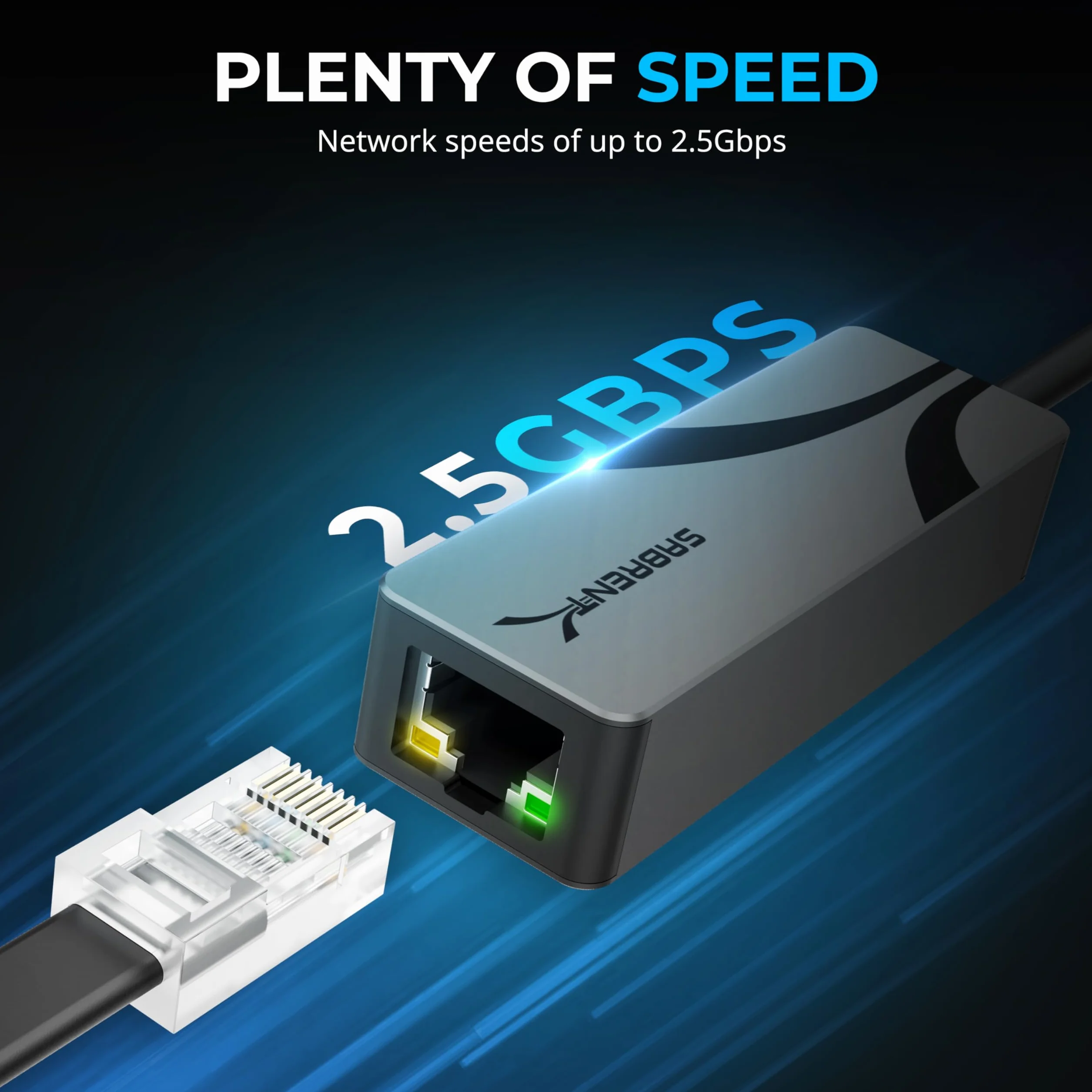 SABRENT Adapter USB 3.0 do 2.5 Gigabit Ethernet – adapter sieciowy USB-A do 2,5 GbE, aluminiowa obudowa, wtyczka i odtwarzanie, wstecznie kompatybilny z 10/100/1000/2500 Mbps, zasilanie magistralą