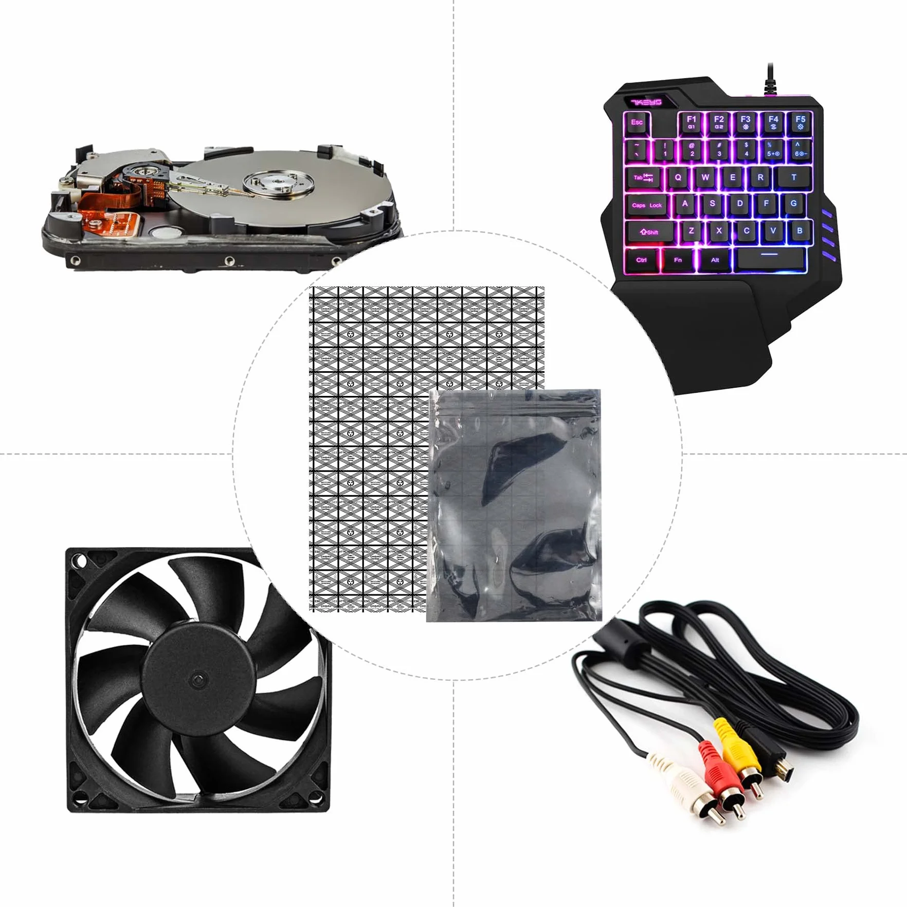 Larcenciel 55 szt. antystatyczne torby ekranujące ESD z etykietami, różne rozmiary, otwarte góry, duże, zamykane, antystatyczne, PCW, na SSD/HDD, płytę główną, kartę graficzną, RAM, 55 szt