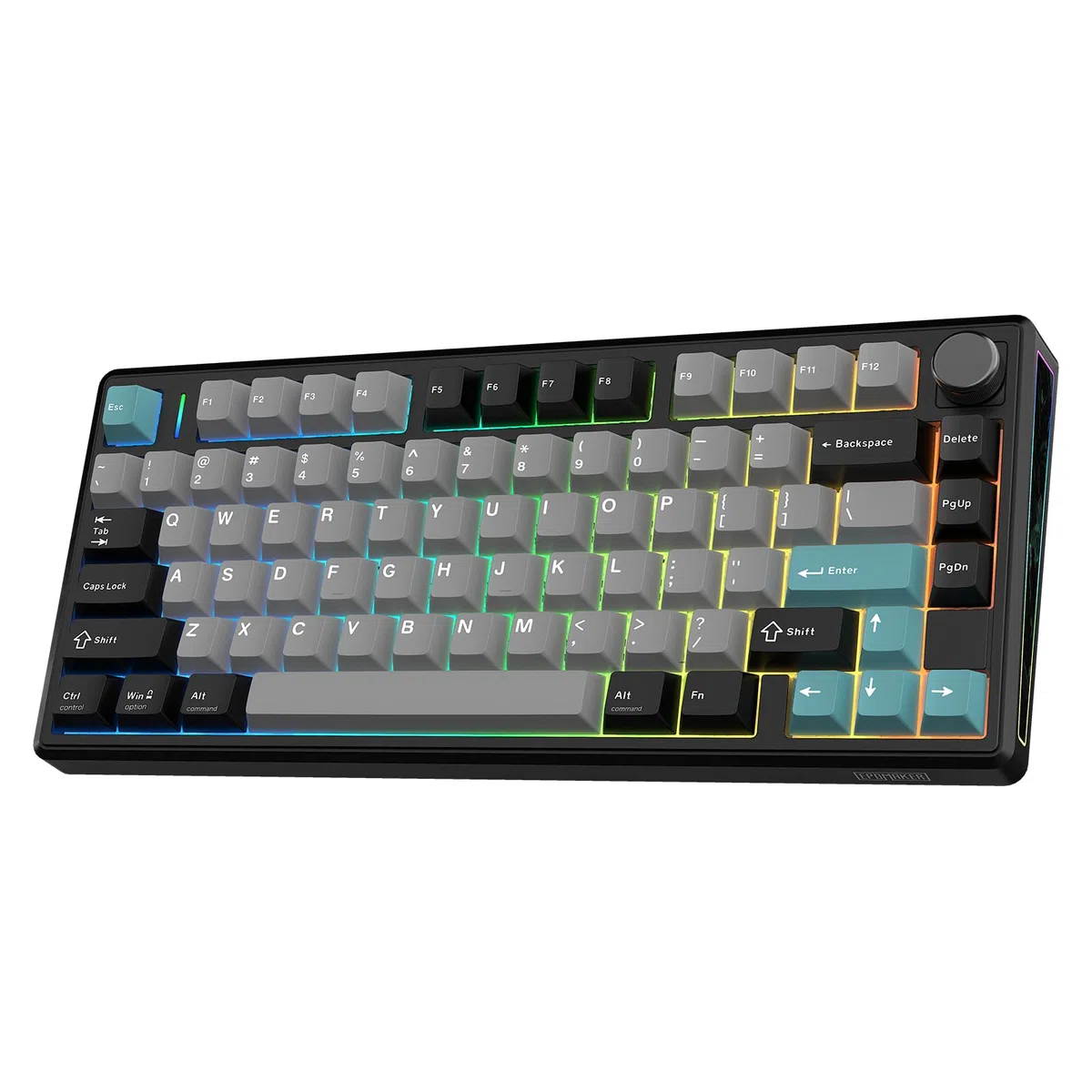 EPOMAKER TH80 V2 75% bezprzewodowa klawiatura mechaniczna do gier, 8000mAh & 2,4G/BT, możliwość wymiany, modyfikator Mac, RGB, programowalne klawisze i przycisk, kremowa klawiatura dla Mac/PC (Czarny