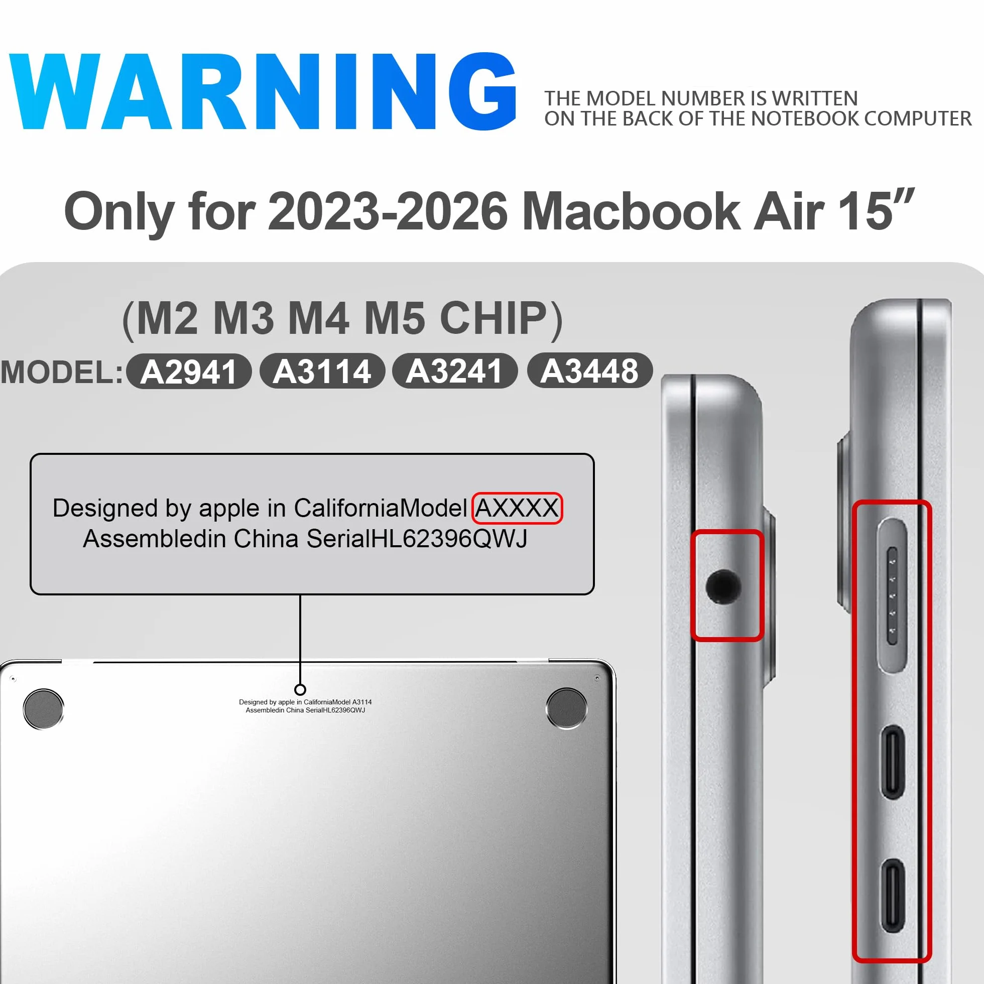 Etui kompatybilne z 2026 MacBook Air 15 cala M5 M4 M3 M2 Obudowa Ochronna 2025 2024 2023 A3448 A3241 A3114 A2941, Ultra-cienki Hard Case 15,3”, Matowy Przezroczysty
