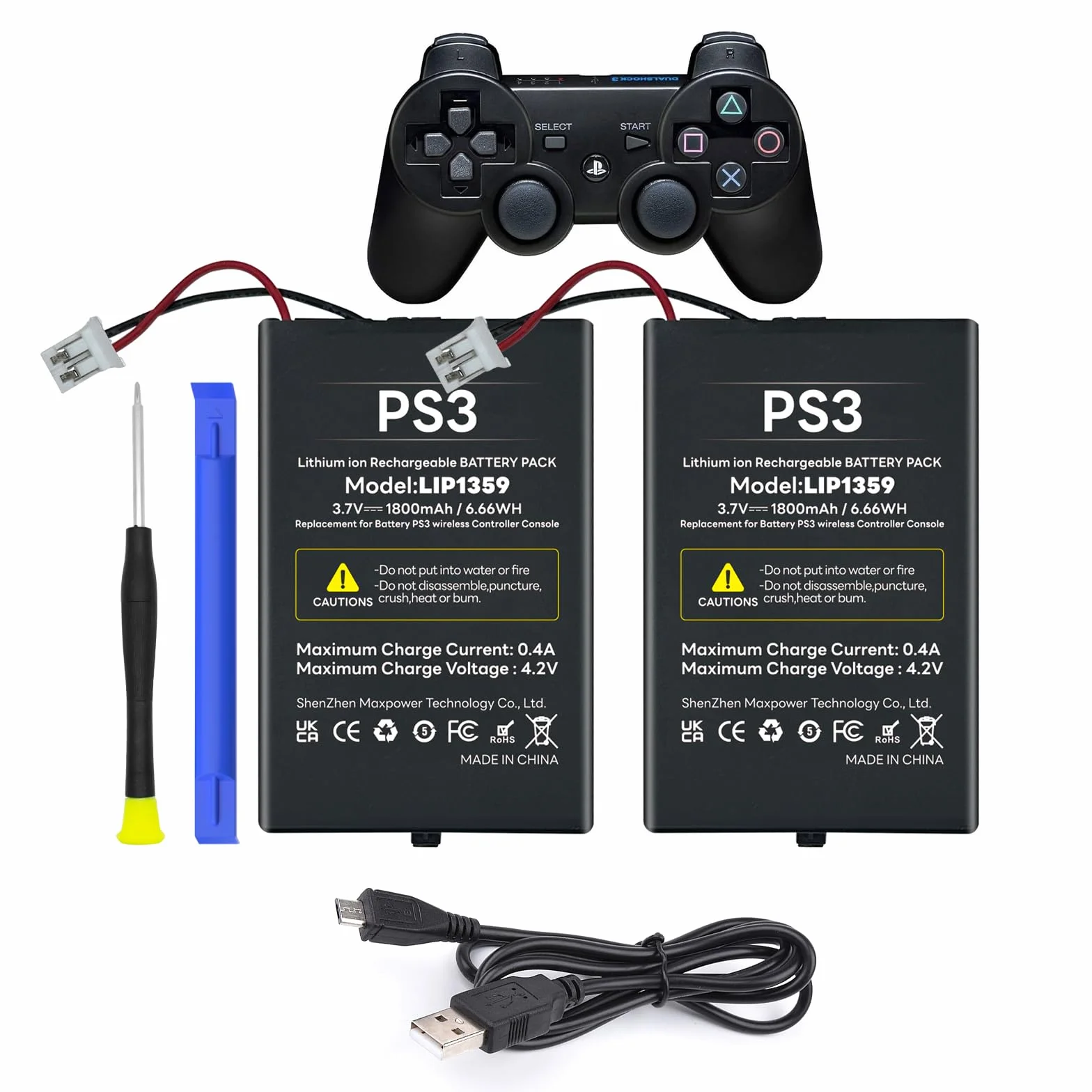 2 x bateria 1800 mAh LIP1859/LIP1472/LIP1359 do kontrolera bezprzewodowego PS3 Playstation 3 Dualshock