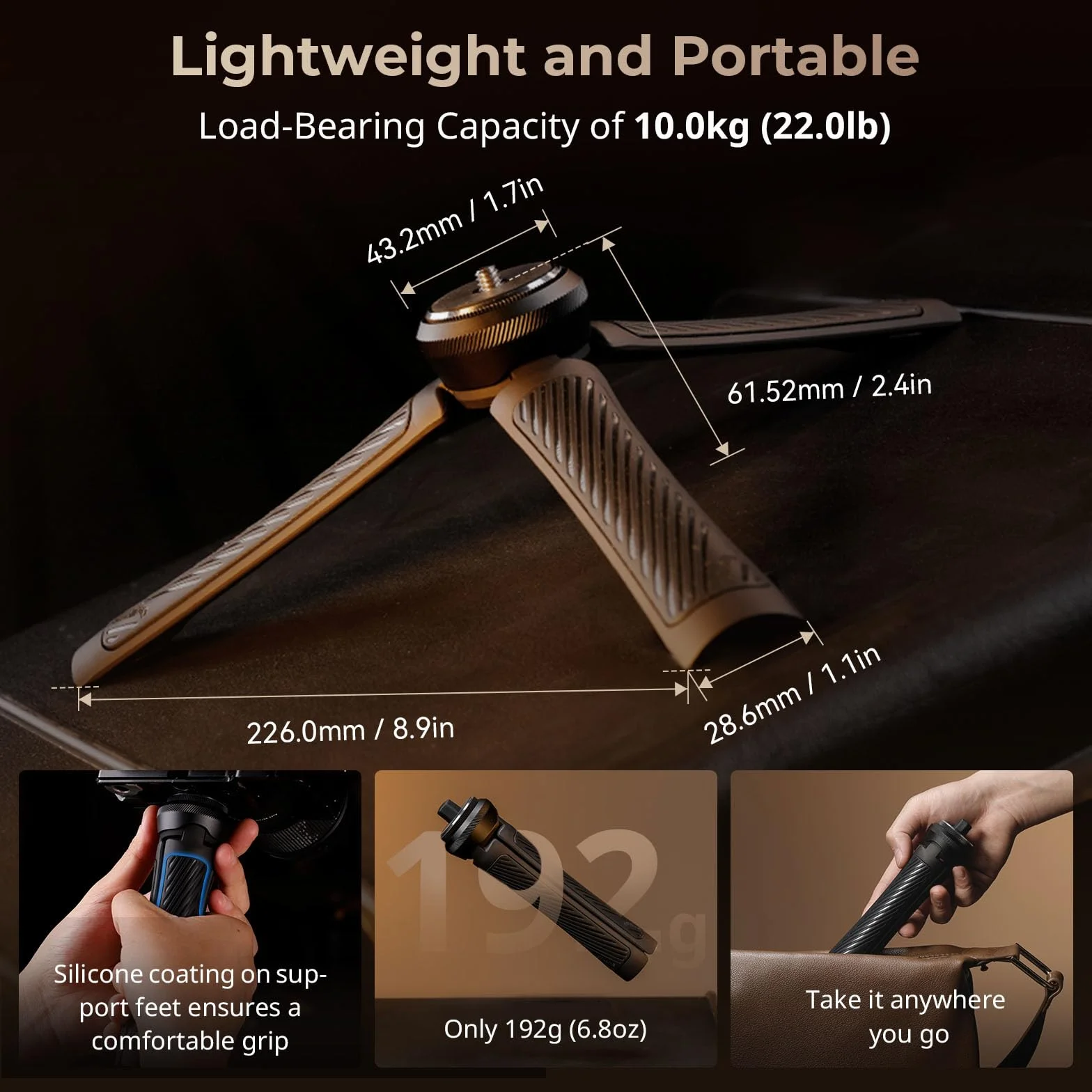 SMALLRIG Mini Quick Release Tripod Statyw Mini z Szybkozłączką, Uniwersalnie Kompatybilny z Mocowaniem śrubowym 1/4"-20 do Stabilizatorów, Kamery, Klatki - 4117